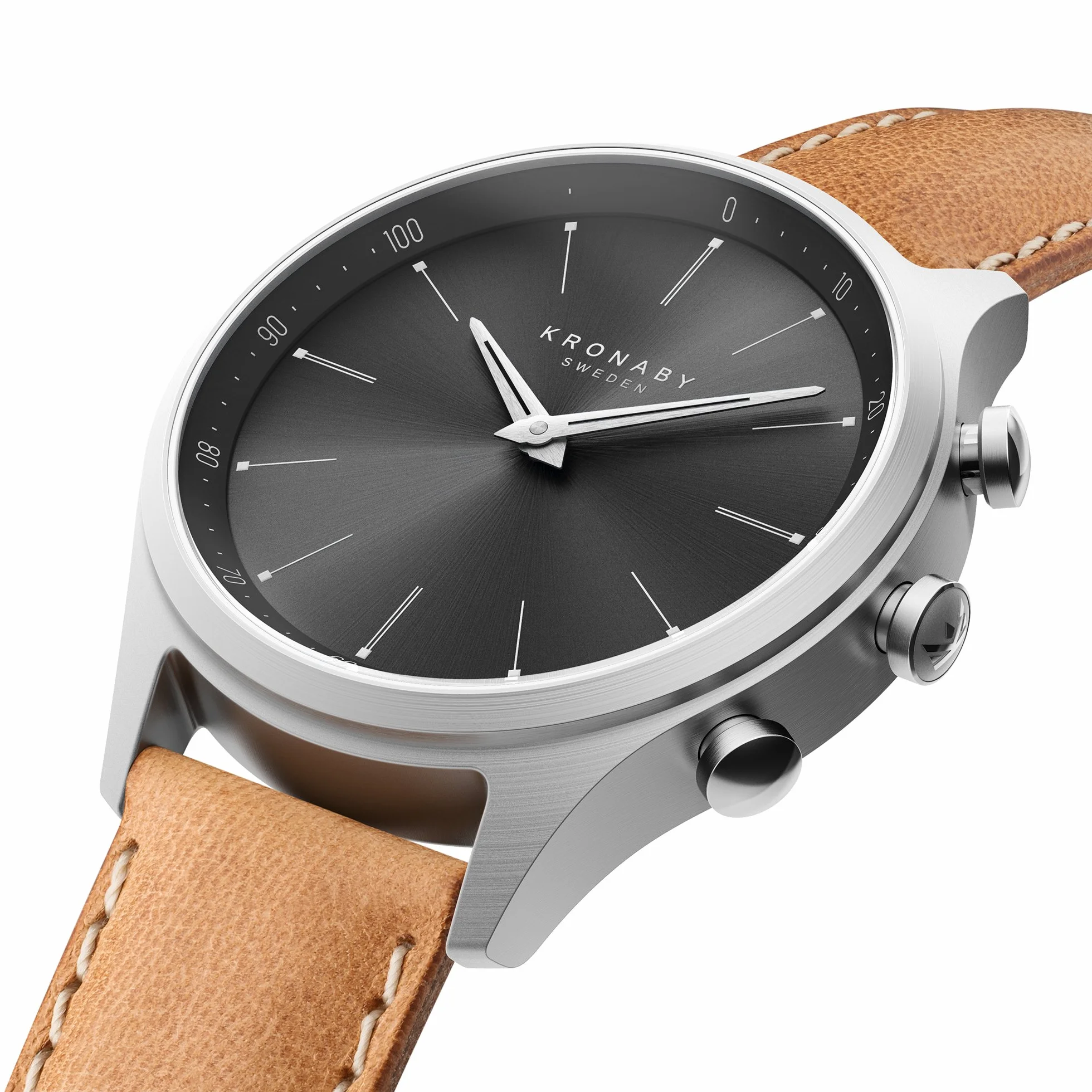 KRONABY S3123/1 Men's Beige Sekel Hybrid Smartwatch, brązowy, pasek
