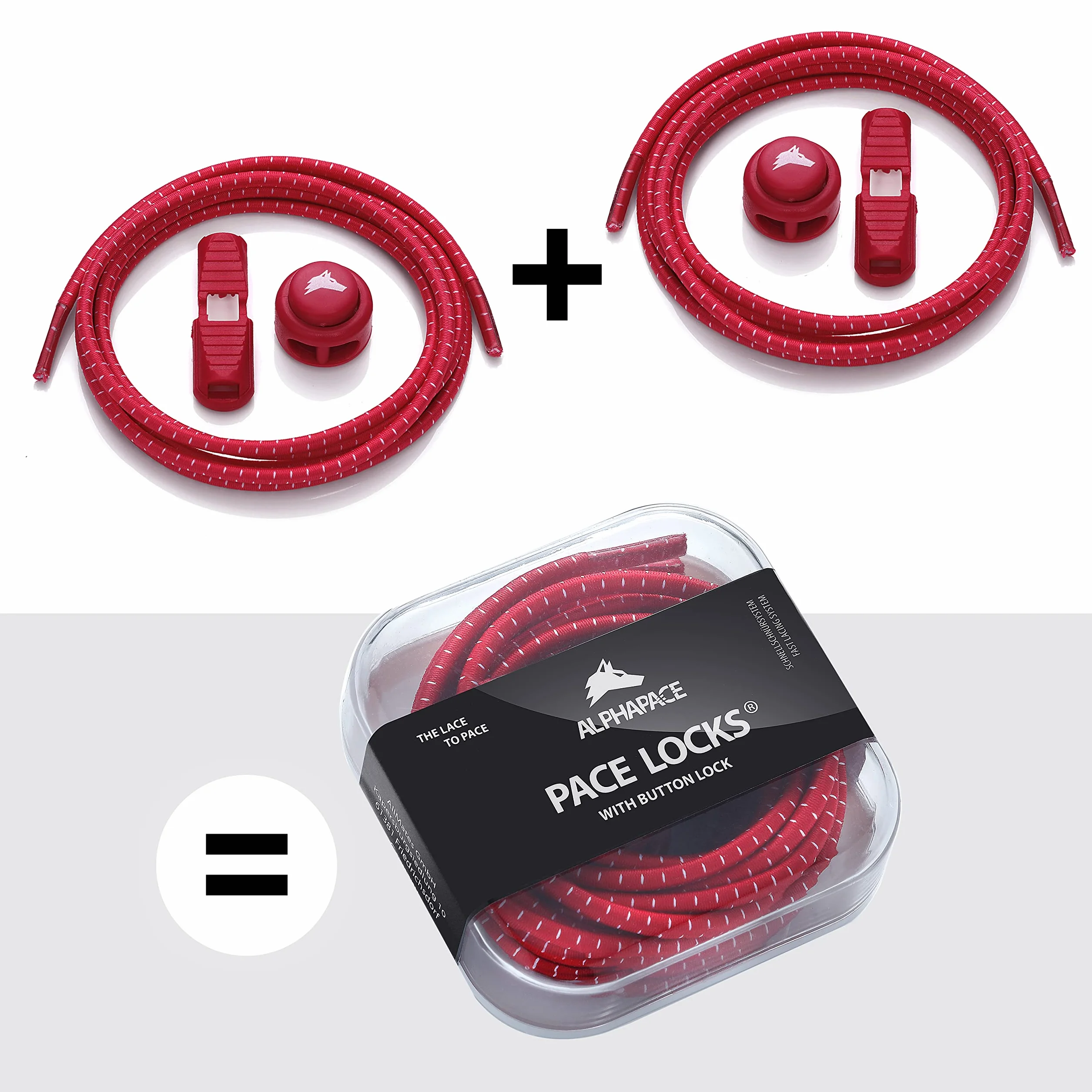 ALPHAPACE Pace Locks with Button Locks elastyczne sznurowadła bez wiązania, z szybkim zapięciem, sznurowadła bez sznurowania, sportowe, dla młodzieży i osób starszych, 120 cm, Red W/W Stripes, jeden