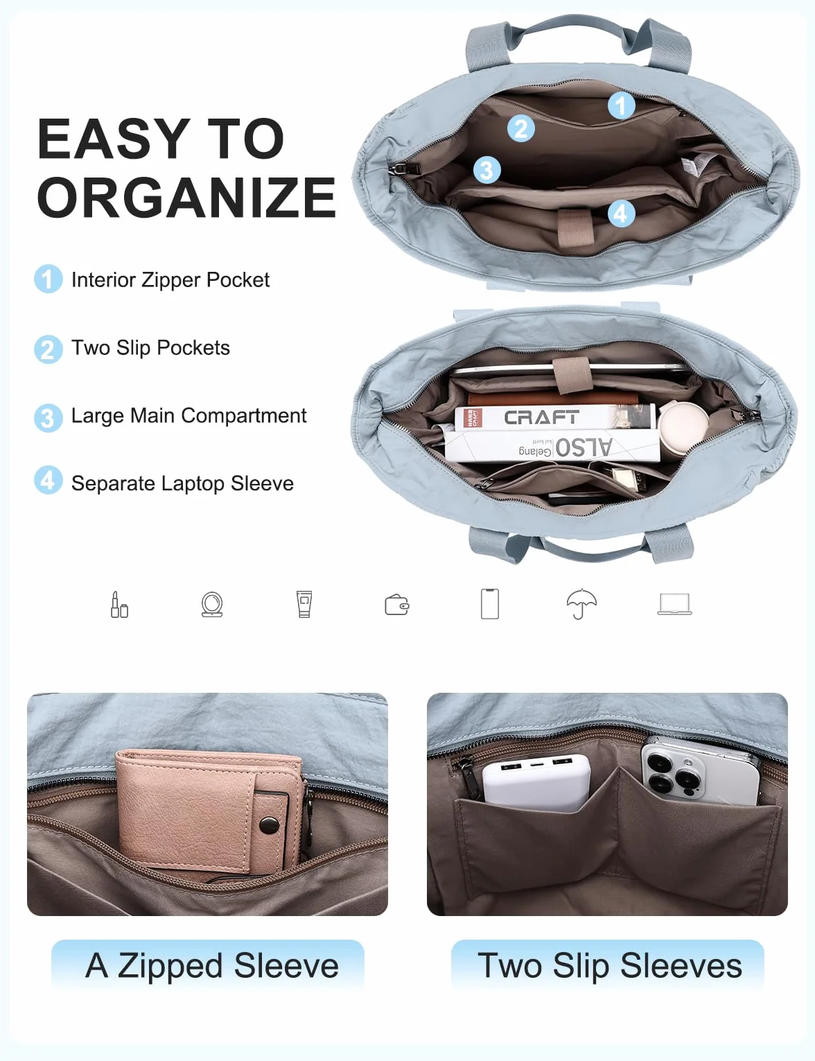 VASCHY Puffer Tote Bag dla kobiet, pikowana torba na ramię z kieszenią na ramię