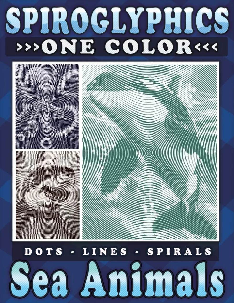 Spiroglyphics One Color Dots Lines Spirals Sea Animals: Breathe Life into the Ocean with a Single Color to Create Fascinating Sea Creatures - Coloring Book for Adults