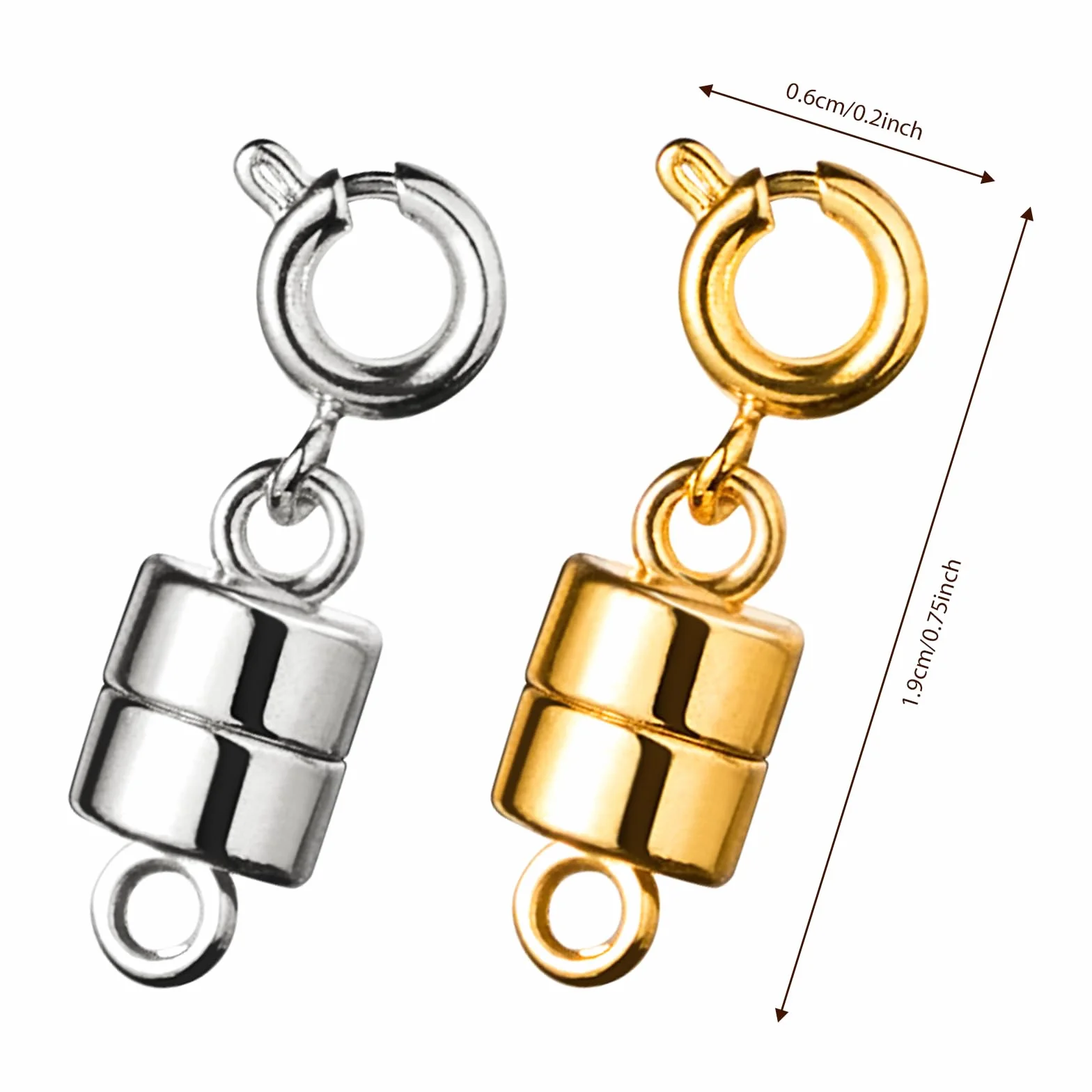 8 szt. Zapięcia magnetyczne do biżuterii, zapięcia magnetyczne do łańcuszków, zapięcie łańcuszka magnetyczne, zapięcie magnetyczne do łańcucha (4 złote + 4 srebrne)