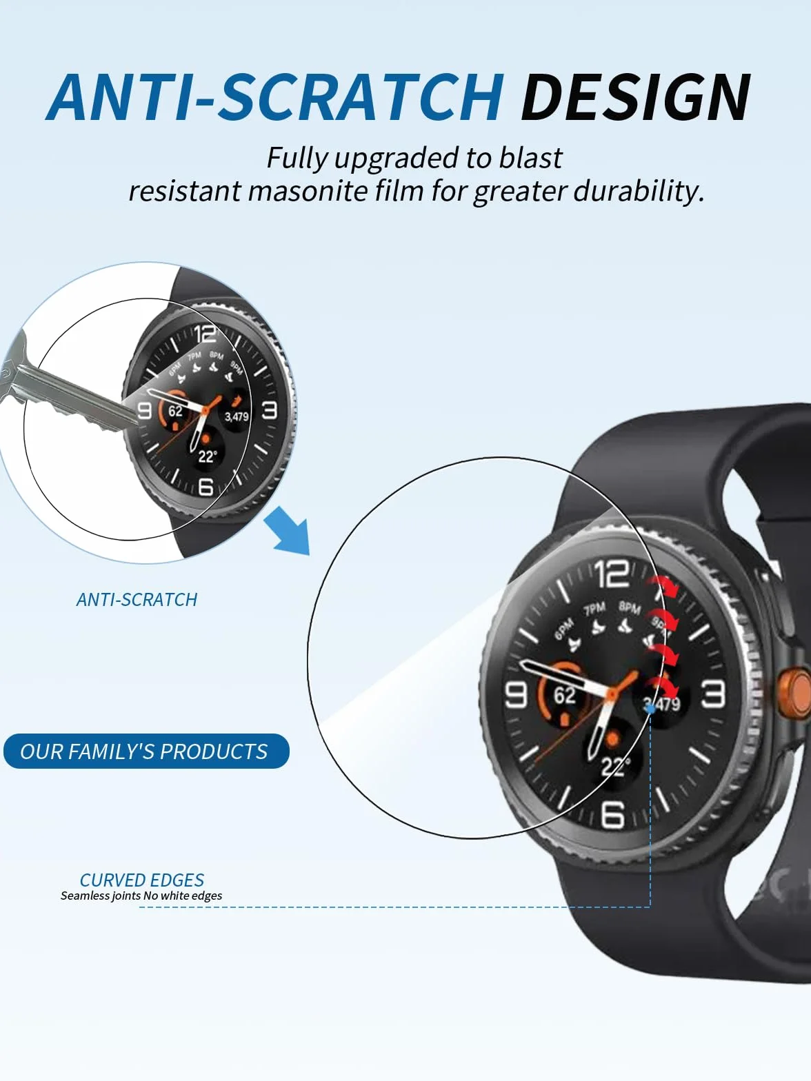 (3 sztuki) folii ochronnej do zegarka Samsung Watch 8 40 mm, folia ochronna na wyświetlacz z hartowanego szkła, wysoka rozdzielczość, odporna na zarysowania, wrażliwa na dotyk, twardość 9H