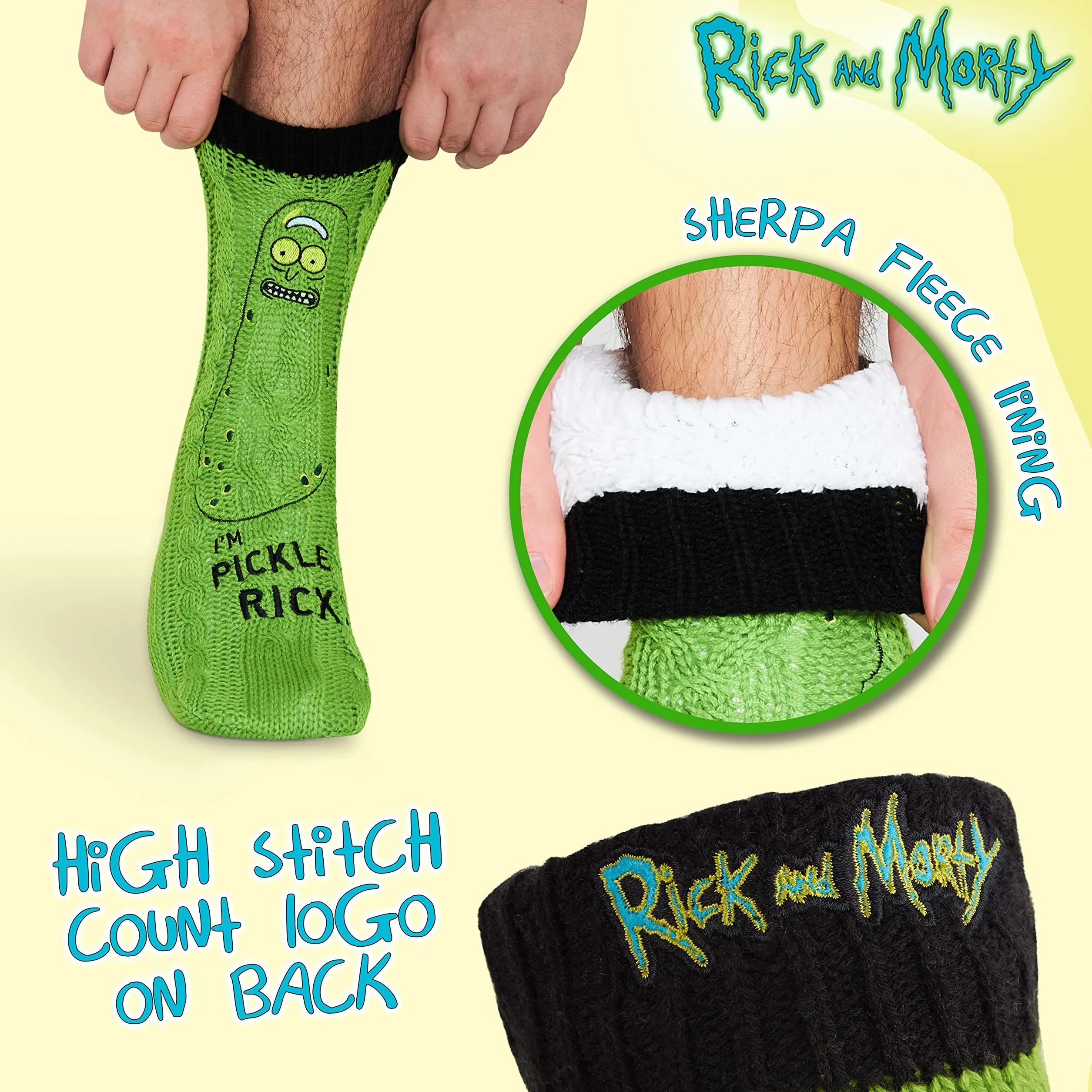 Rick and Morty Skarpety Slipper, Męskie dzianinowe skarpety antypoślizgowe, Ciepłe puszyste skarpetki