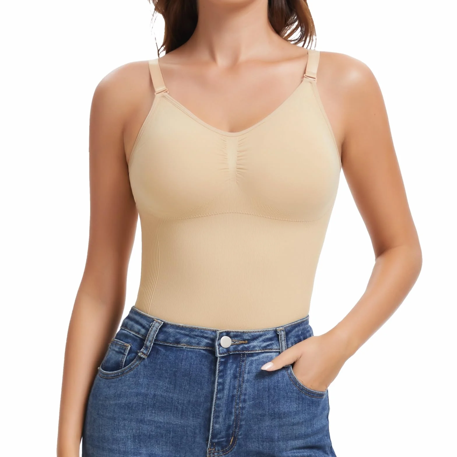 Joyshaper Damski top rzeźbiący brzuch płaski tank top z biustonoszem wyszczuplający body modelujący bezszwowy pas