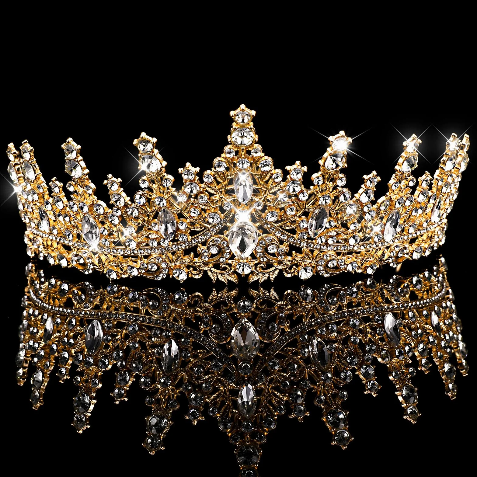 Sibba Tiara korona ślubna, diadem, korona ze strasu, kryształowa korona, dla panny młodej, księżniczki, korona, ozdoba do włosów, korona damska, nakrycie głowy na urodziny, imprezę, studniówkę