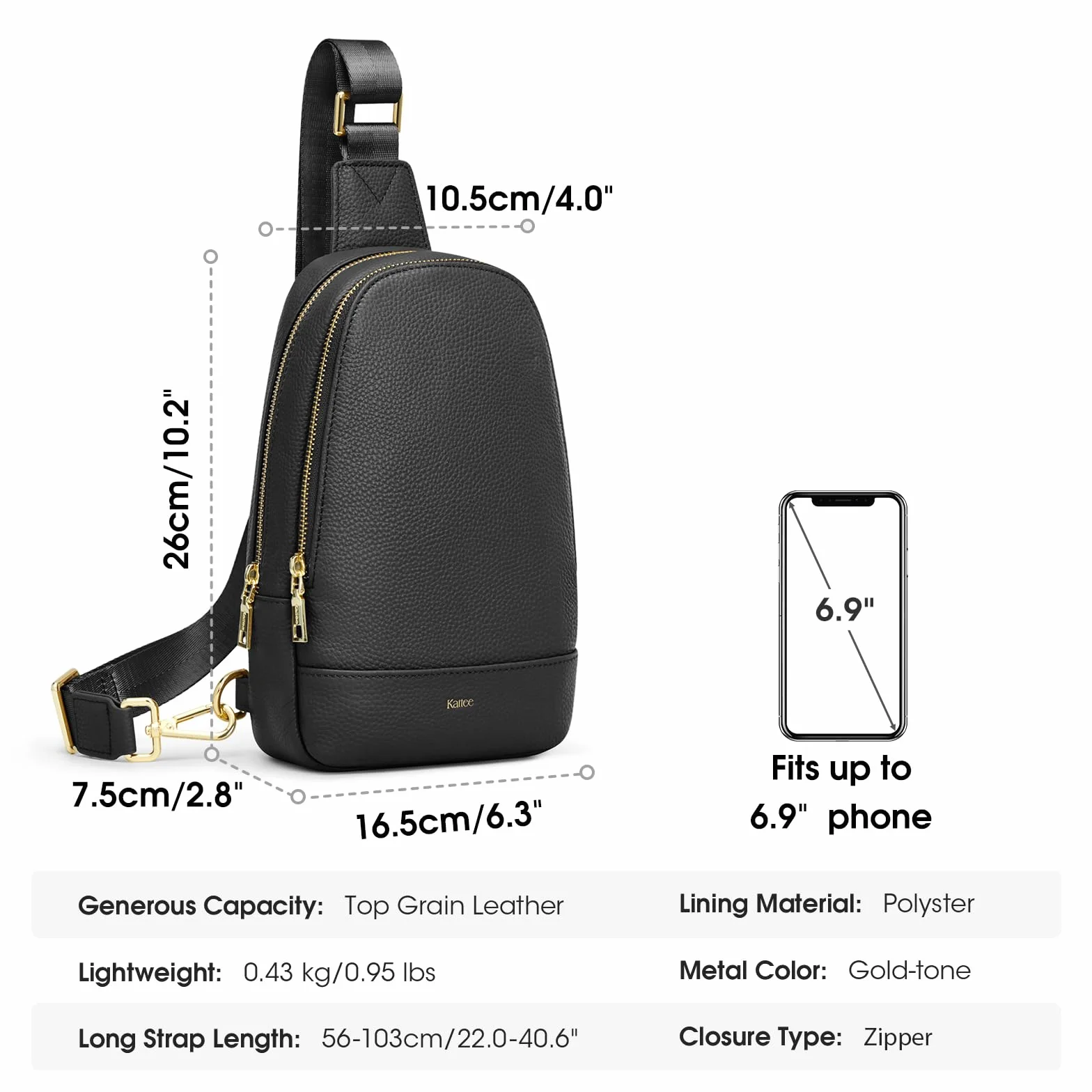 Kattee Torba na ramię dla kobiet, na ramię, miękka skóra, nerka dla kobiet, mała torba crossbody, z blokadą RFID