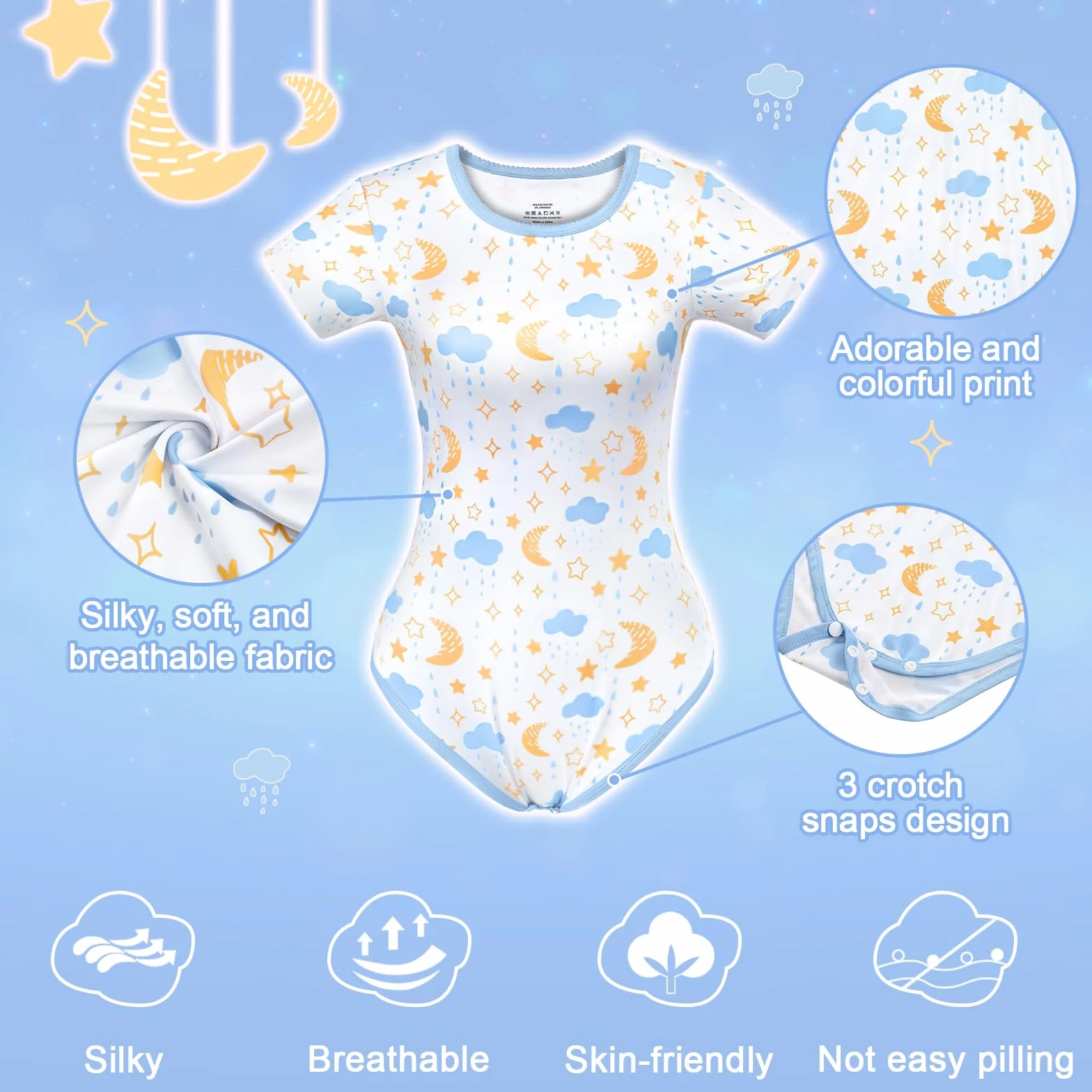 LittleForBig Jedwabiste śpioszki Onesie Piżama Body - Vintage Bedtime Onesie