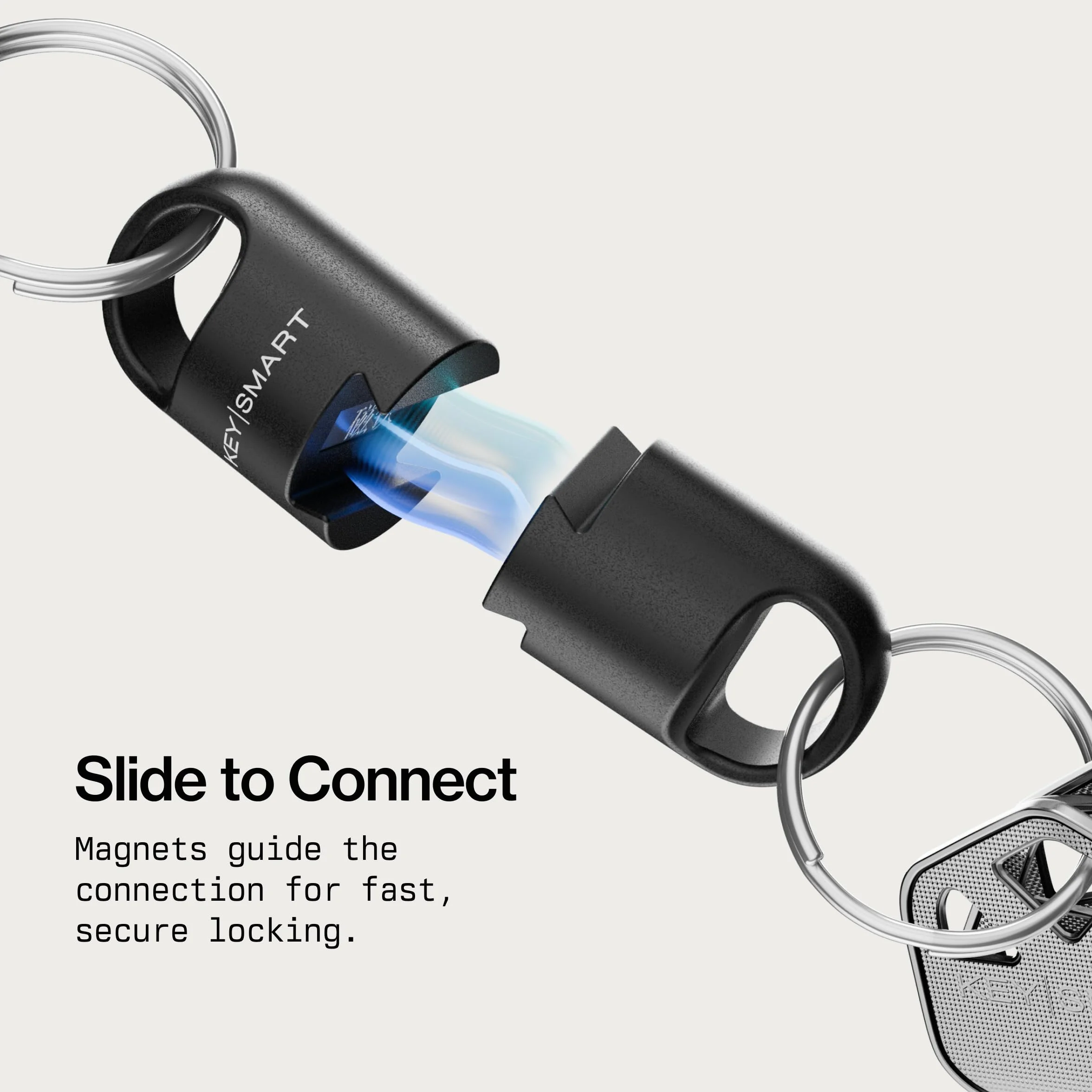 KeySmart MagConnect Pro Magnetyczny uchwyt na klucze do torebki, breloczki do kluczy samochodowych – zdejmowany brelok do kluczy szybkiego zwalniania, Czarny (3 szt.), 3 Pack