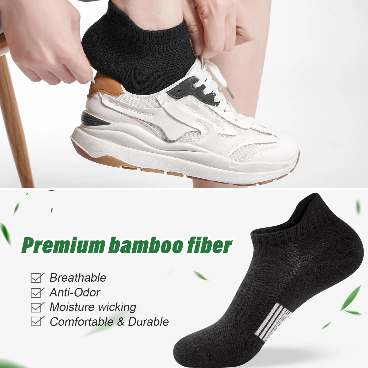 Blu Ninfee Bambusowe skarpety treningowe damskie 3-5/6-8, damskie skarpety do biegania do kostek, oddychające krótkie skarpety sportowe, prezenty dla kobiet, dziewcząt, lato, 6 par