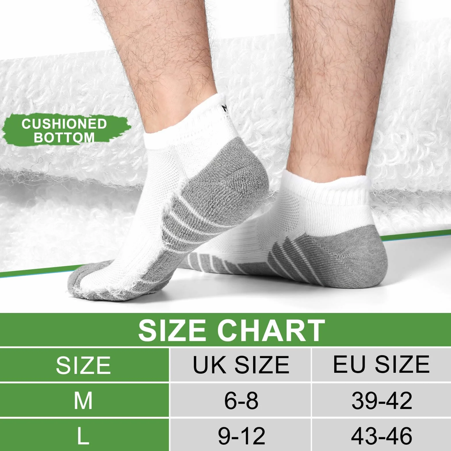 Blu Ninfee Bambusowe skarpety do sneakersów, męskie, rozm. 43-46, 39-42, oddychające, krótkie, sportowe skarpety z wyściółką, zapobiegające zapachom, skarpety do biegania, skarpety do kostek, na lato