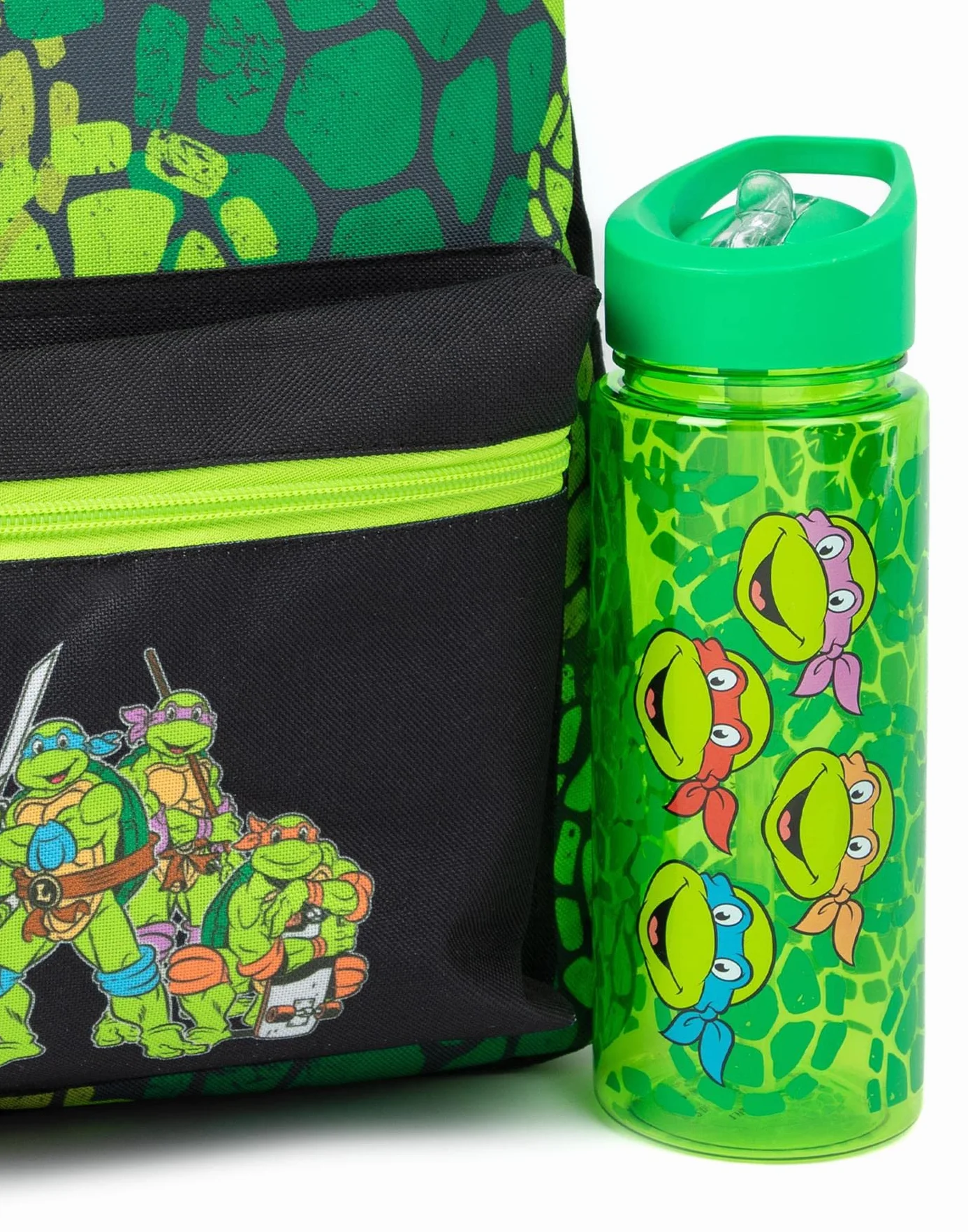 Teenage Mutant Ninja Turtles 4-częściowy zestaw plecaków | Animowani wojownicy Zielony plecak Pizza Torba na lunch Piórnik Butelka wody | TMNT Back to School Torb Prezenty