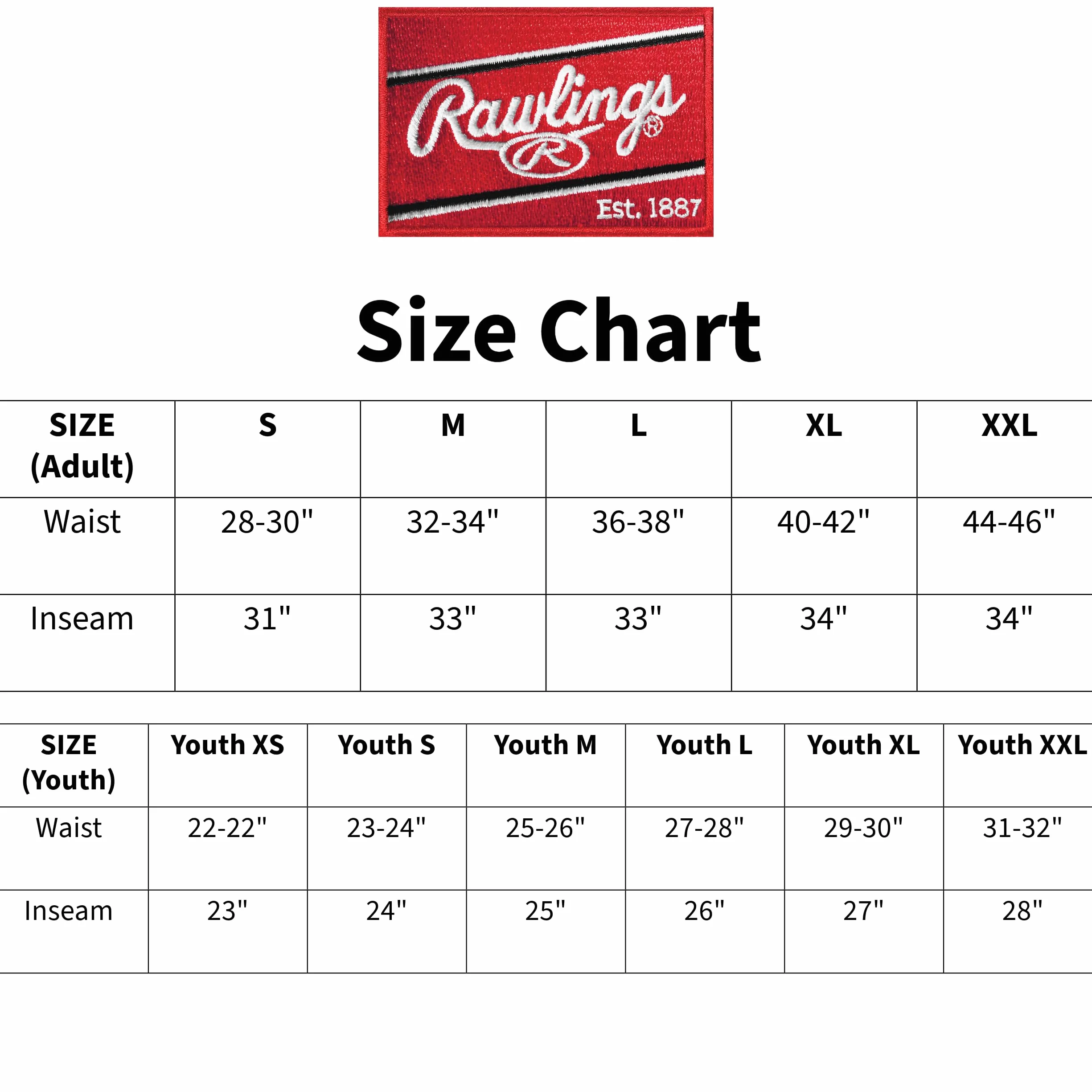 Rawlings Męskie spodnie baseballowe z serii Launch, nieco luźny krój na całej długości, rozmiary dla dorosłych, jednolite, wiele kolorów