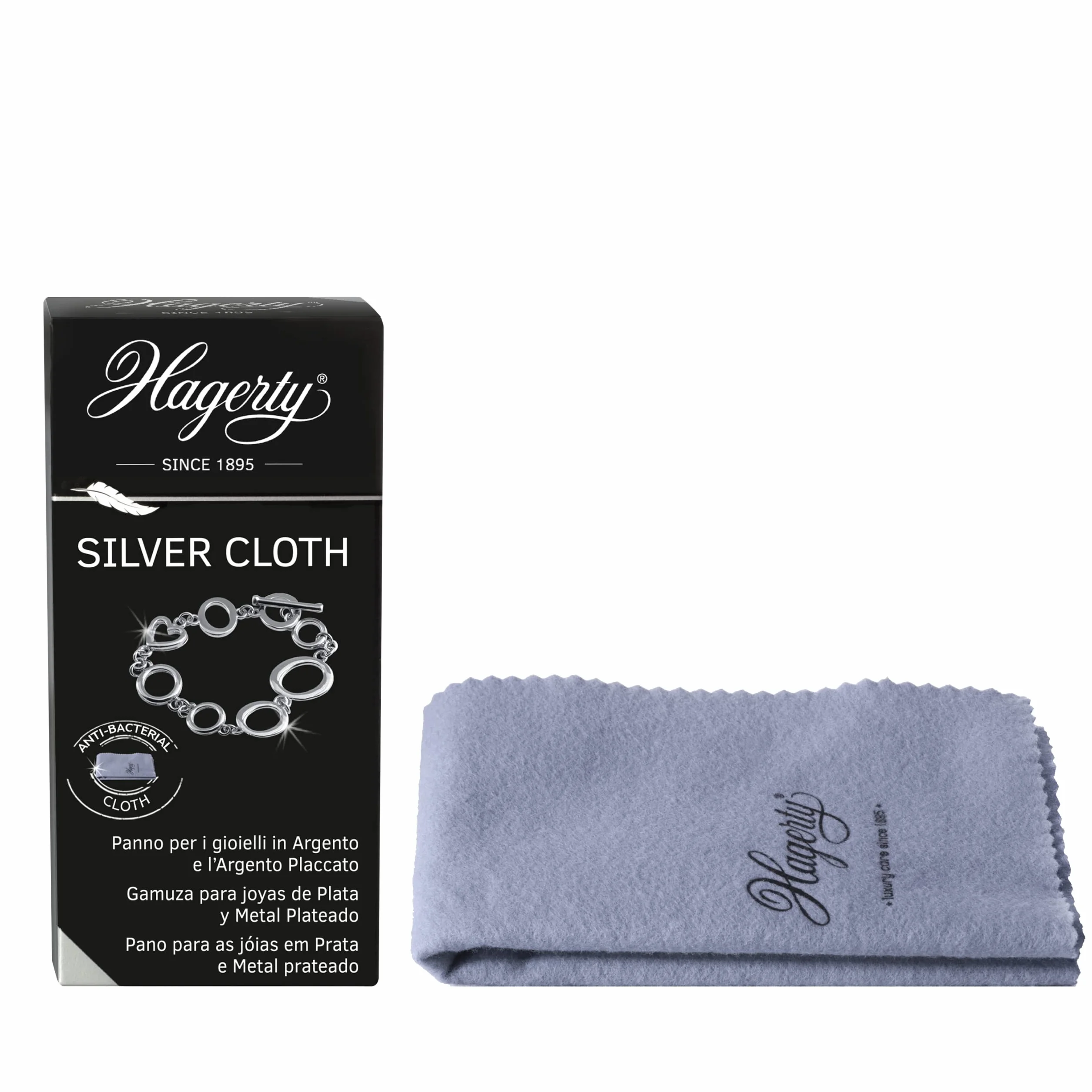 Hagerty Silver Cloth Ściereczka do czyszczenia biżuterii 36x30cm I impregnowana ściereczka z bawełny I skuteczna ściereczka do czyszczenia srebra z ochroną przed nalotem do czyszczenia srebrnej