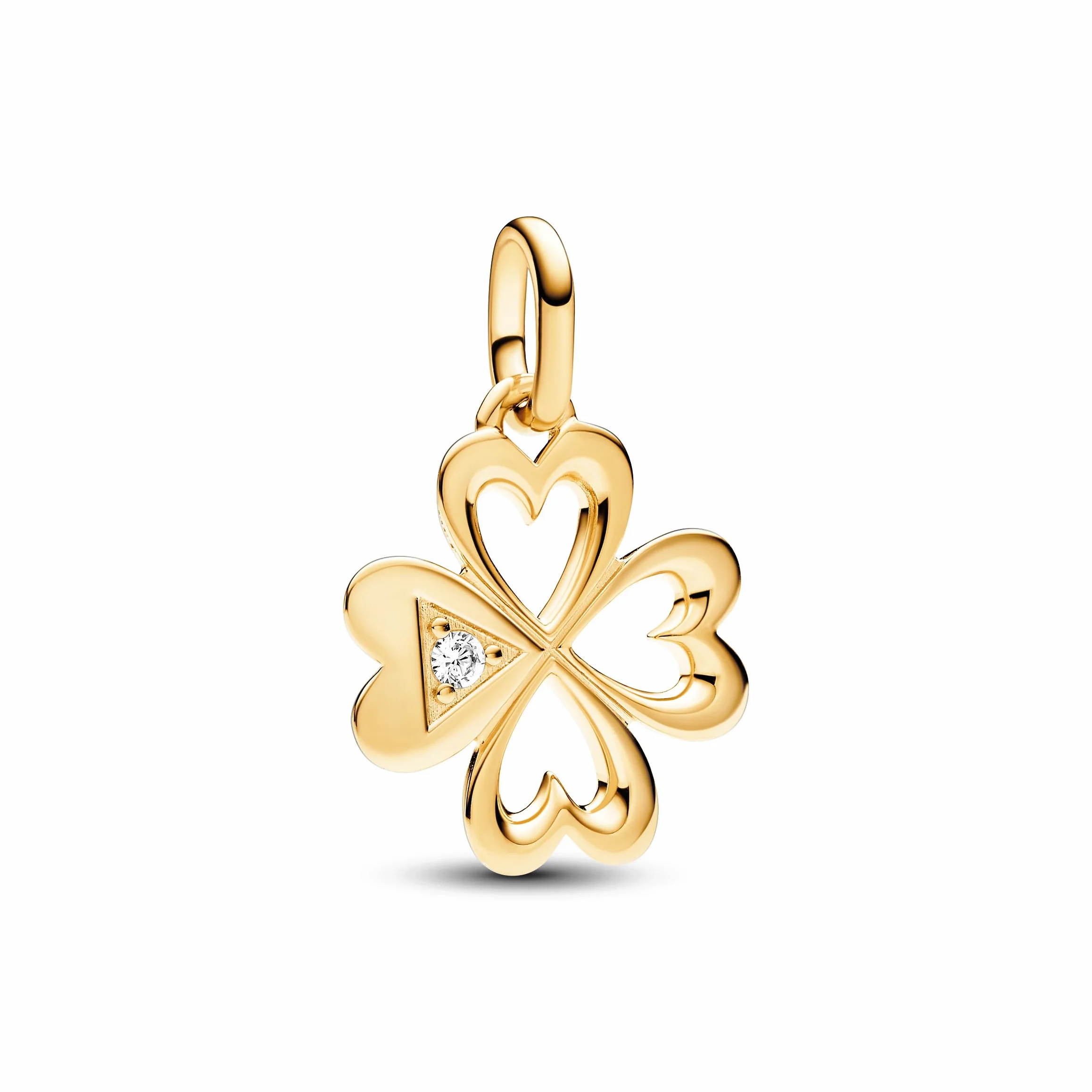 PANDORA ME Herz Vierblättriges Kleeblatt Medaillon-Charm aus Sterling Silber mit vergoldeter Metalllegierung, Cubic Zirkoniastein, Kompatibel ME und Moments Armbändern, 763034C01