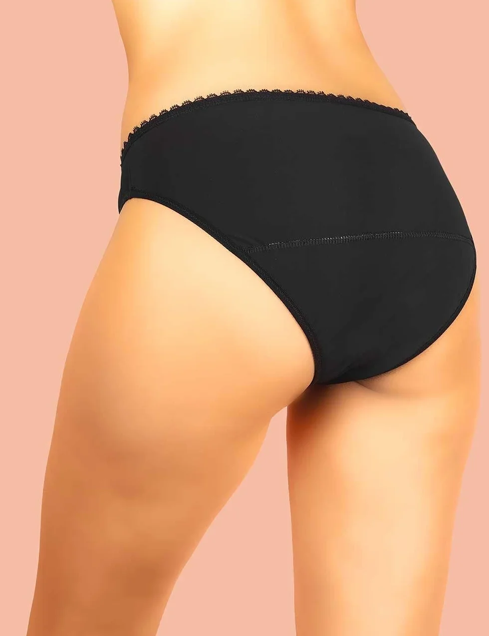 Haute pression Dziewczęce bzu, klasyczne majtki menstruacyjne z elastyczną koronką w talii, lekki przepływ, rozmiar 12 lat, czarne, czarny, 12 lat
