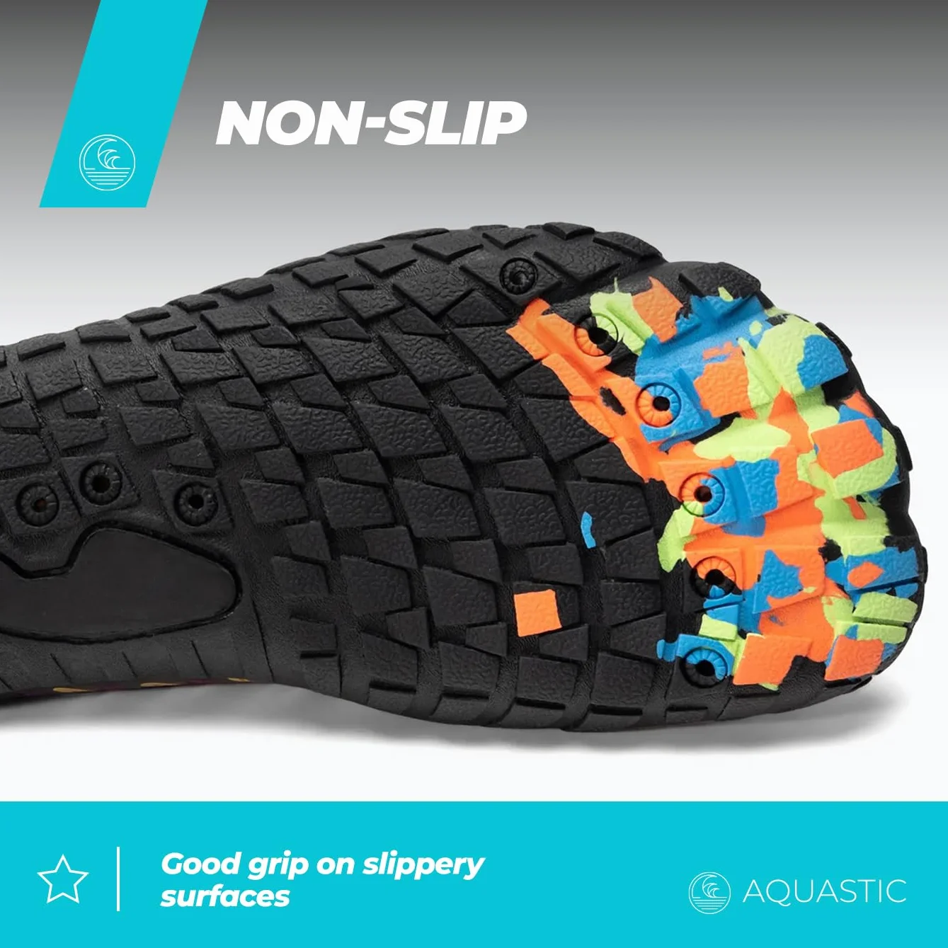 AQUASTIC Buty do wody dla dorosłych i dzieci w stopniowanym rozmiarze, z antypoślizgową, wytrzymałą podeszwą i miękką wkładką z pianki EVA, 3 mm, do nurkowania, na plażę, do pływania