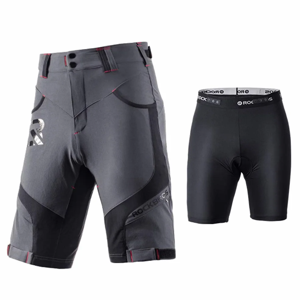 ROCKBROS Spodenki Rowerowe Wyściełana Bielizna Rowerowa z Gąbką Spodnie Rowerowe Szybkie Suche Oddychające Podwójne Warstwy Rowerowe MTB Jazda Wspinaczka