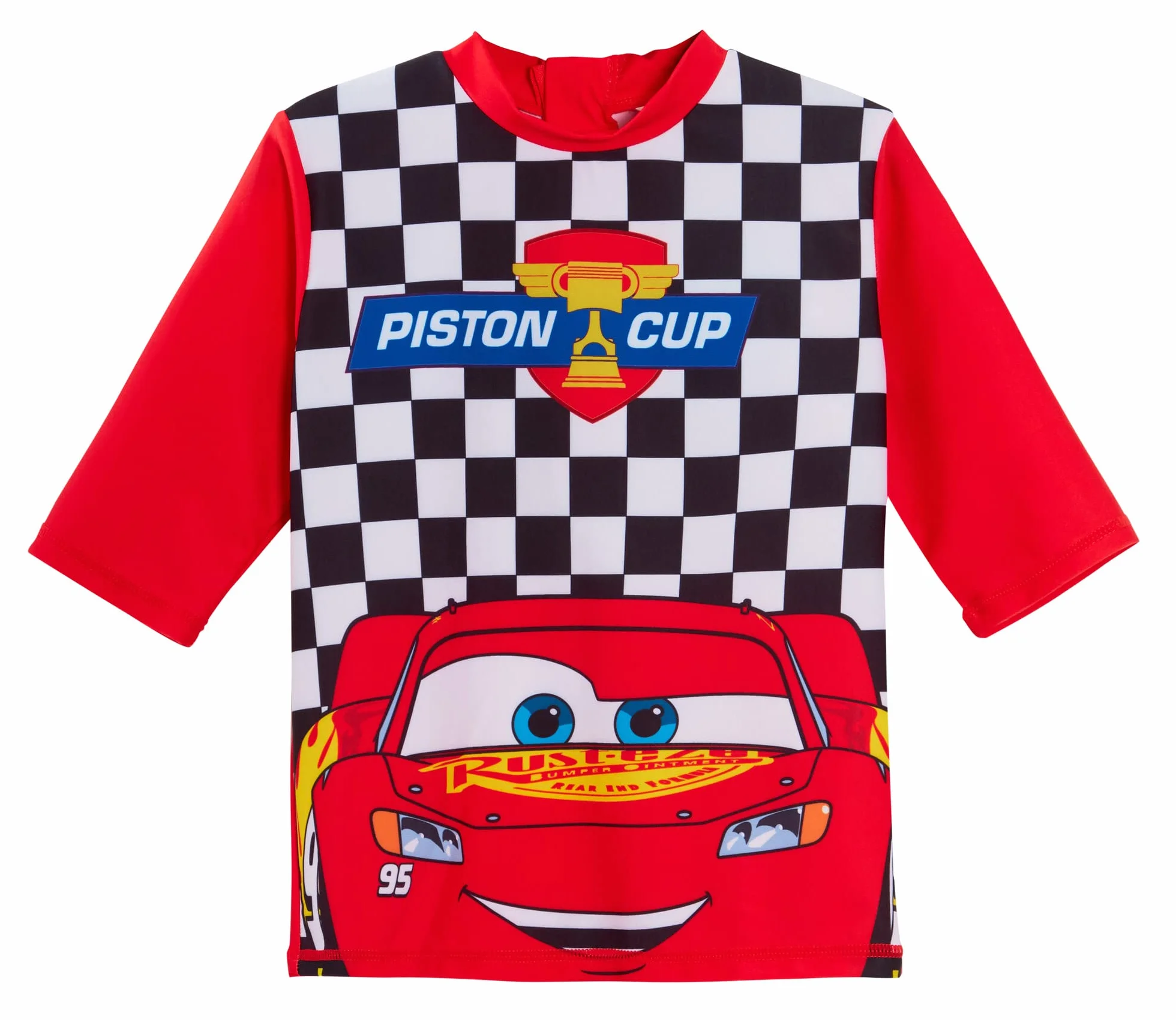Szorty kąpielowe chłopięce Cars + Rash Vest Lighting McQueen, 2-częściowy zestaw kąpielowy dla dzieci, do surfowania + szorty, zestaw do pływania
