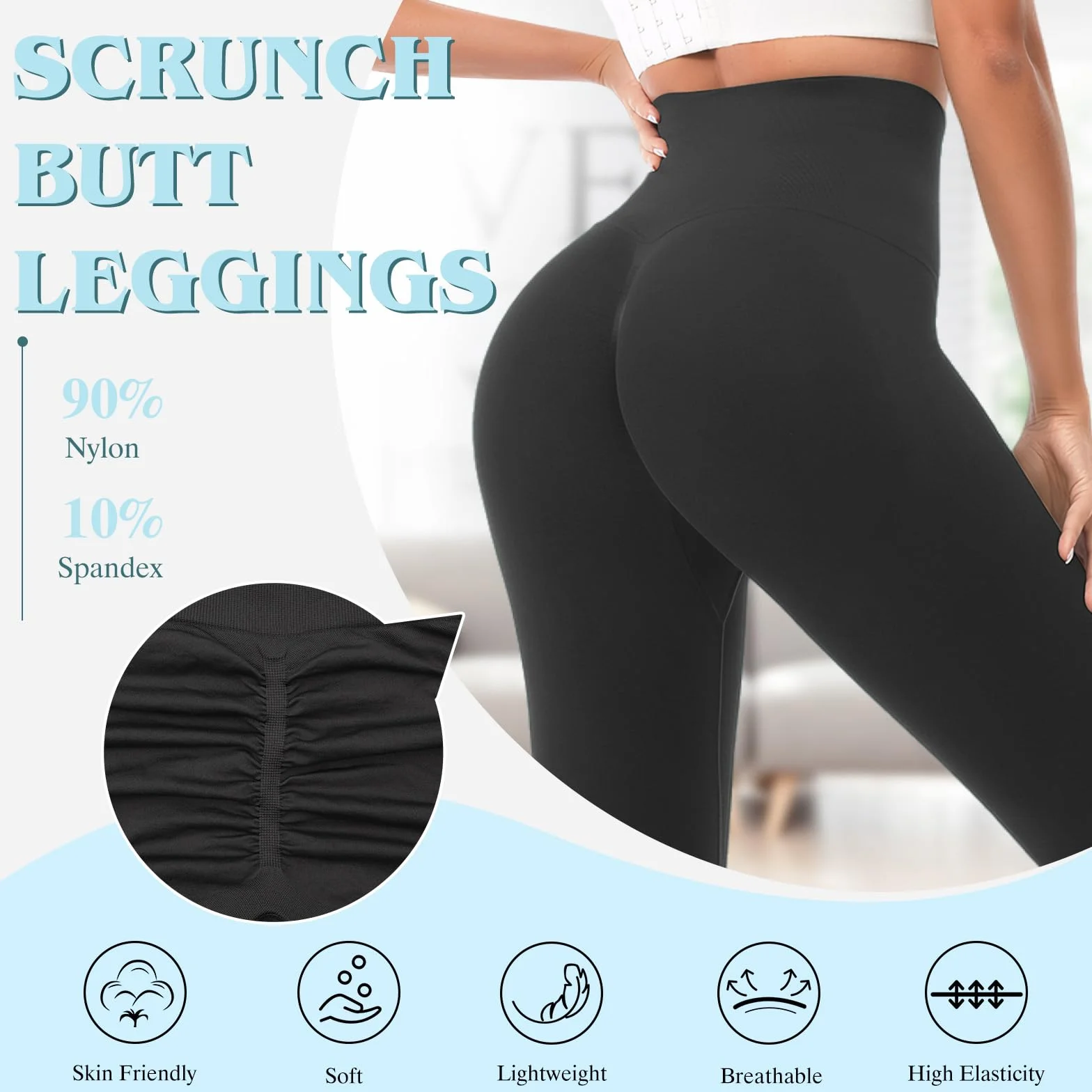 Booty Scrunch Butt sportowe legginsy damskie na siłownię, push up, wysoka talia, spodnie do jogi, nieprzejrzyste, bezszwowe, sportowe spodnie do fitnessu, joggingu, treningu