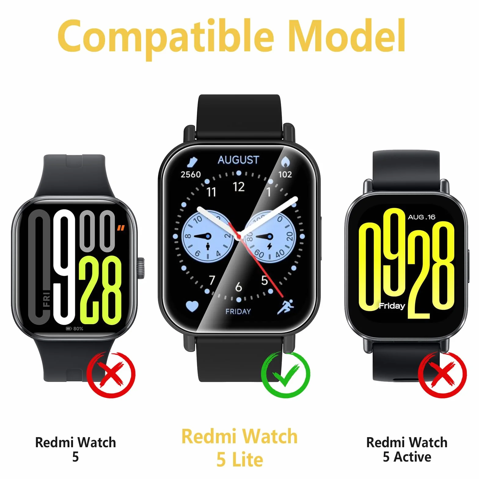 Folia ochronna kompatybilna z Xiaomi Redmi Watch 5 Lite, 6 sztuk, hydrożelowa folia ochronna na wyświetlacz kompatybilna z Xiaomi Redmi Watch 5 Lite, ultracienka folia chroniąca przed zarysowaniami