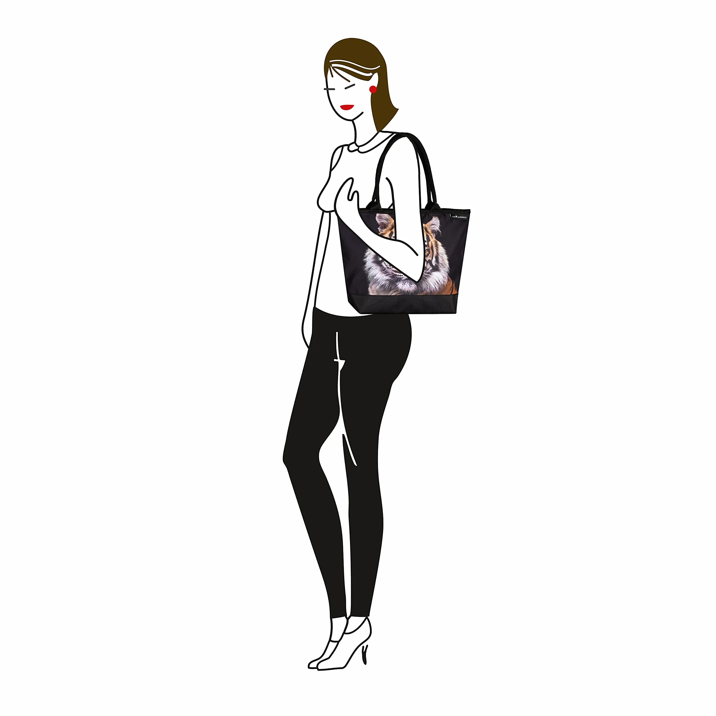 VON LILIENFELD Torebka damska tygrys Motif Shopper Wymiary L42 x H30 x D15 cm Torba plażowa Torba z uchwytem Biuro