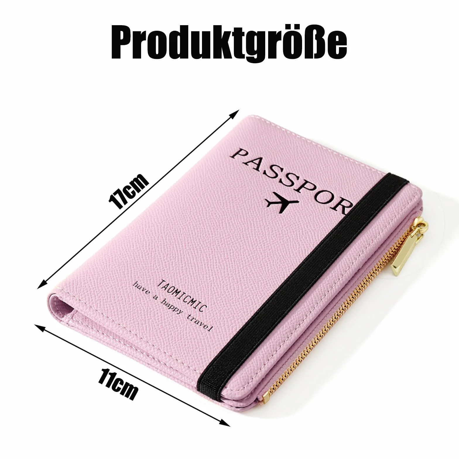 Etui na paszport, skórzany organizer podróżny z blokadą RFID, etui na paszport, wizytówki, karty kredytowe, karty pokładowe, Różowy (różowy A), 17 x 11 x 2.5 cm, portfel rfid