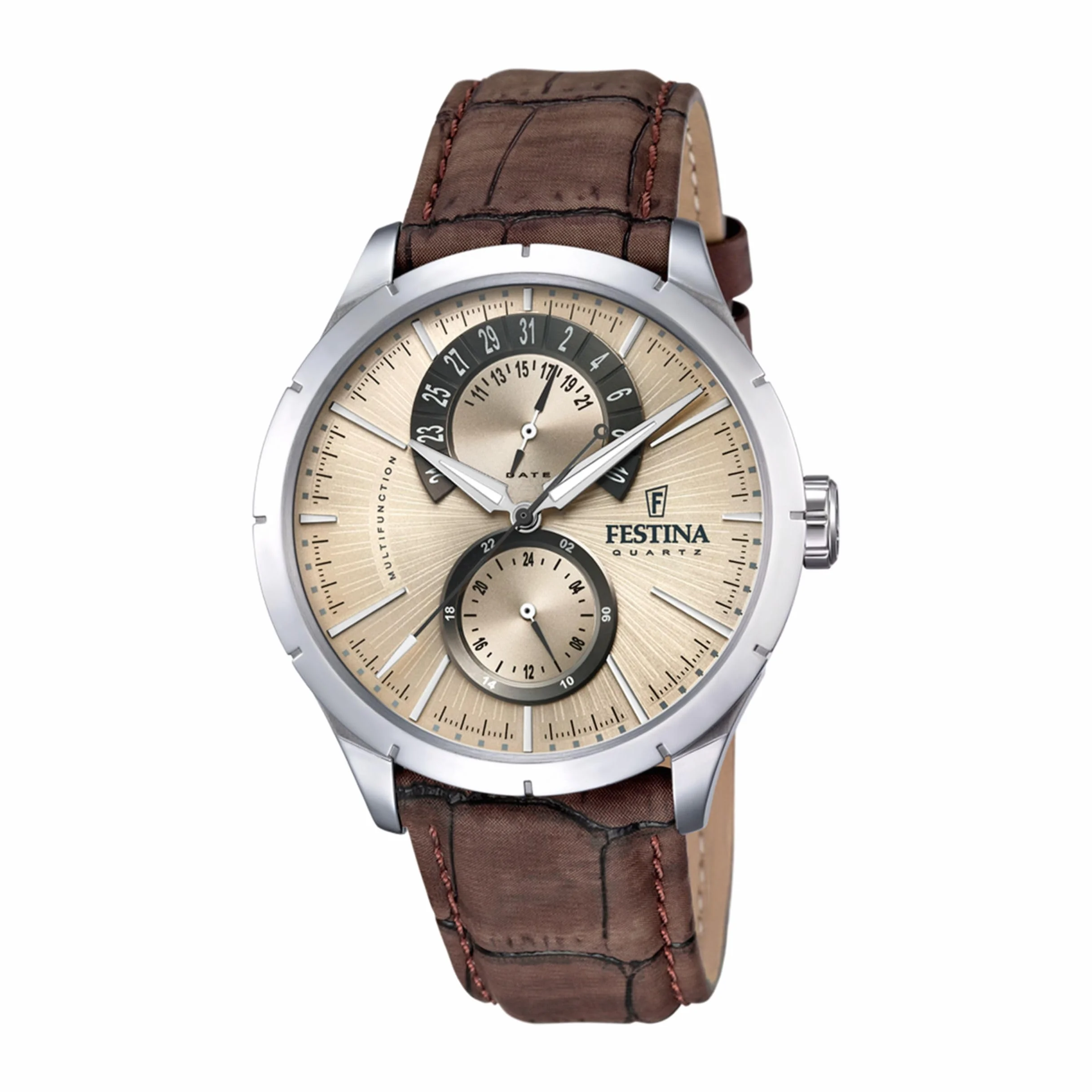 Festina Męska kremowa skórzana bransoletka do zegarka retro