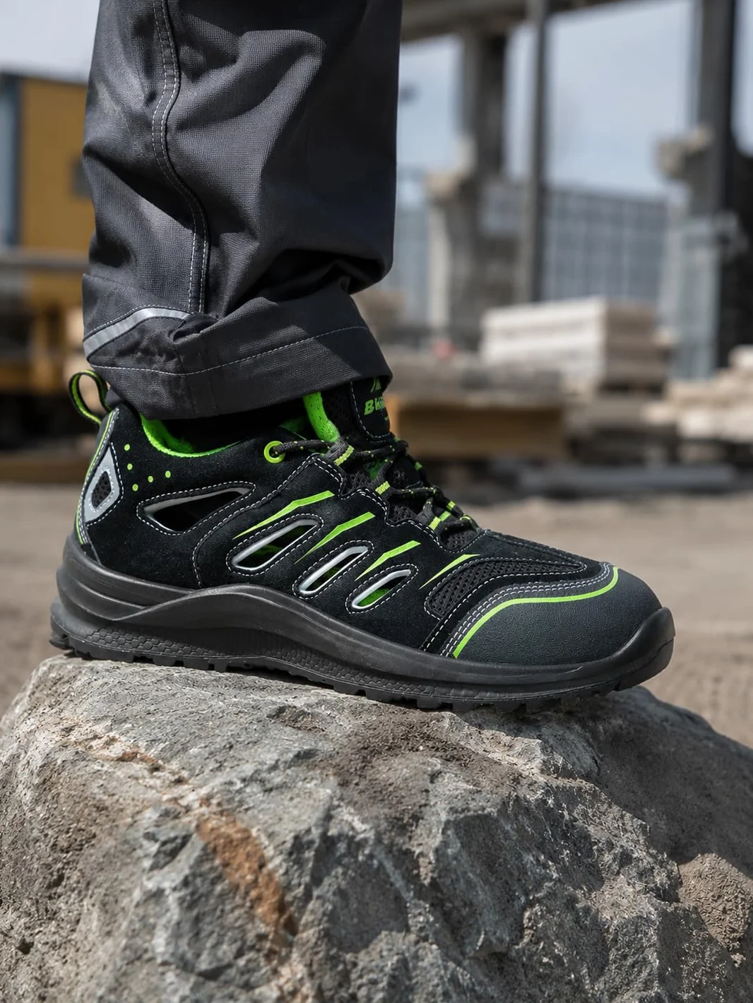 BWOLF Hawaje letnie buty robocze męskie S1P, męskie buty ochronne, odporne na olej, antypoślizgowe, z technologią Grip 4 x 4 i nasadką z kompozytu