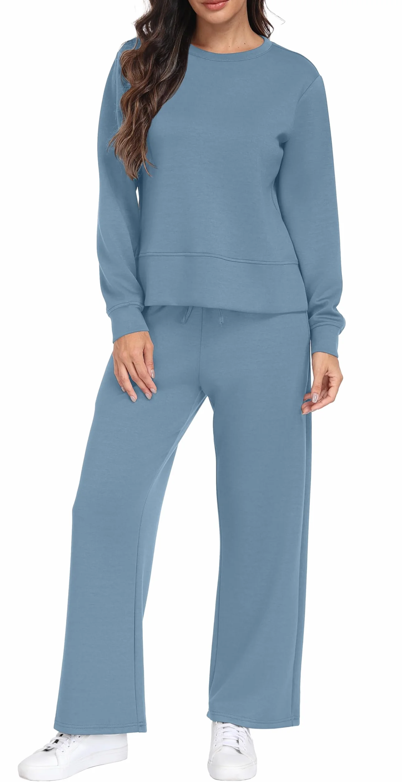 GRECERELLE Dwuczęściowy dres do joggingu, damski dres treningowy, jesienny strój, strój z długim rękawem, luźny dekolt z okrągłym dekoltem i dresami, spodnie do biegania z kieszeniami