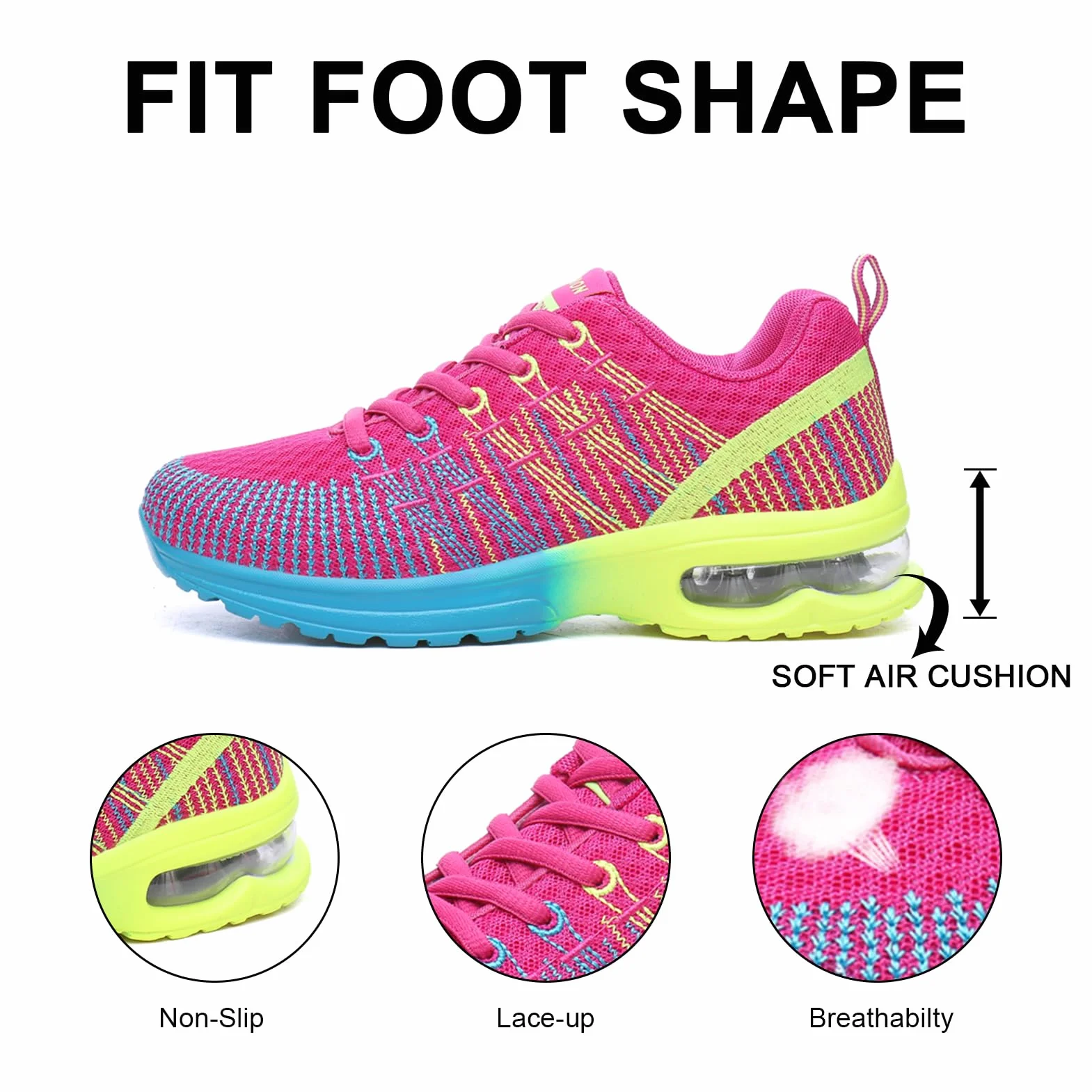 Hitmars Damskie buty do biegania, lekkie buty gimnastyczne, oddychające, szerokie dopasowanie, trampki, sportowe, damskie buty do chodzenia, poduszka powietrzna, buty do joggingu, na co dzień, rozmiar