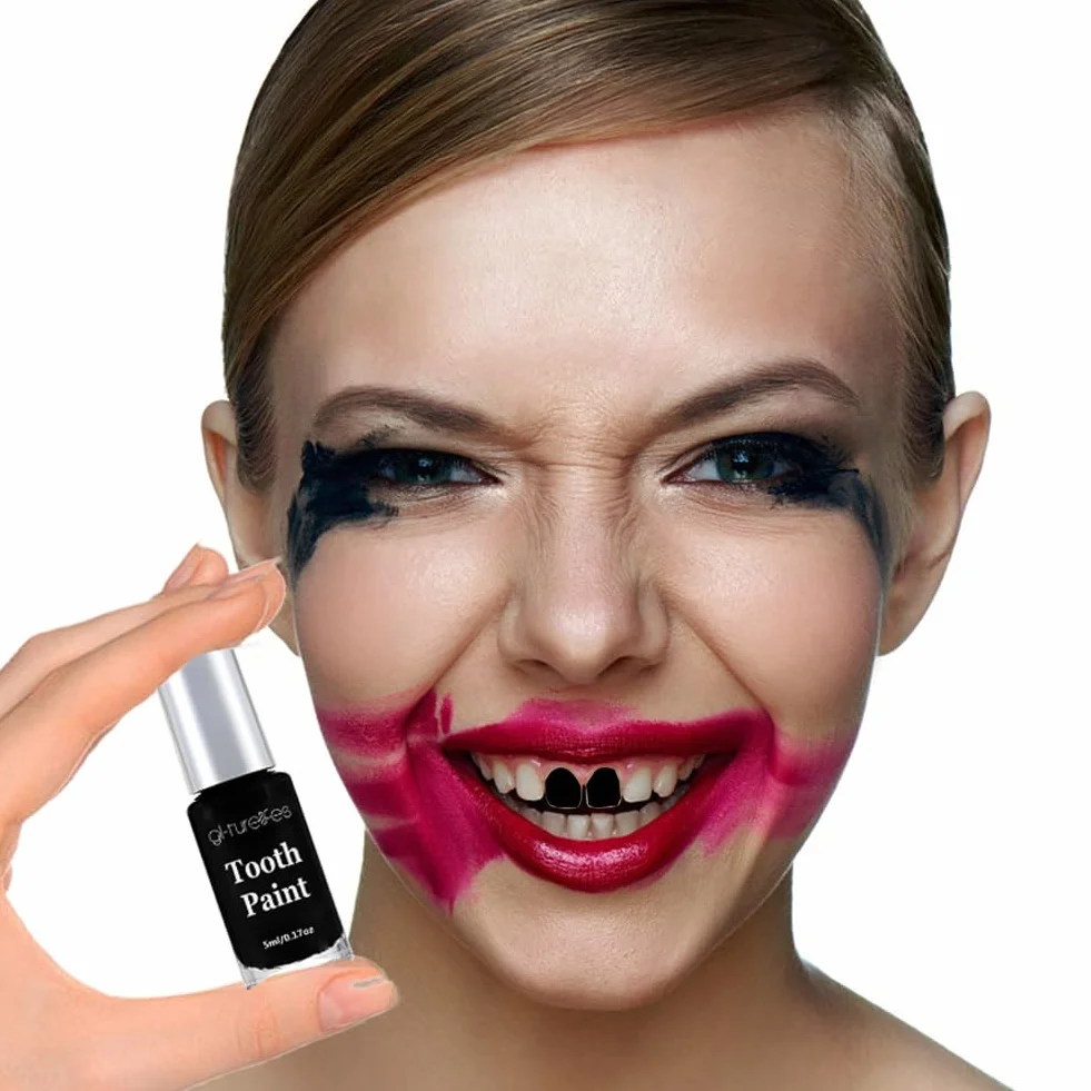 Krem do malowania zębów, szybkoschnący bezpieczny makijaż kolorowy, realistyczny do Black Out SFX, Halloween, Cosplay, teatru 5 ml (czarny)