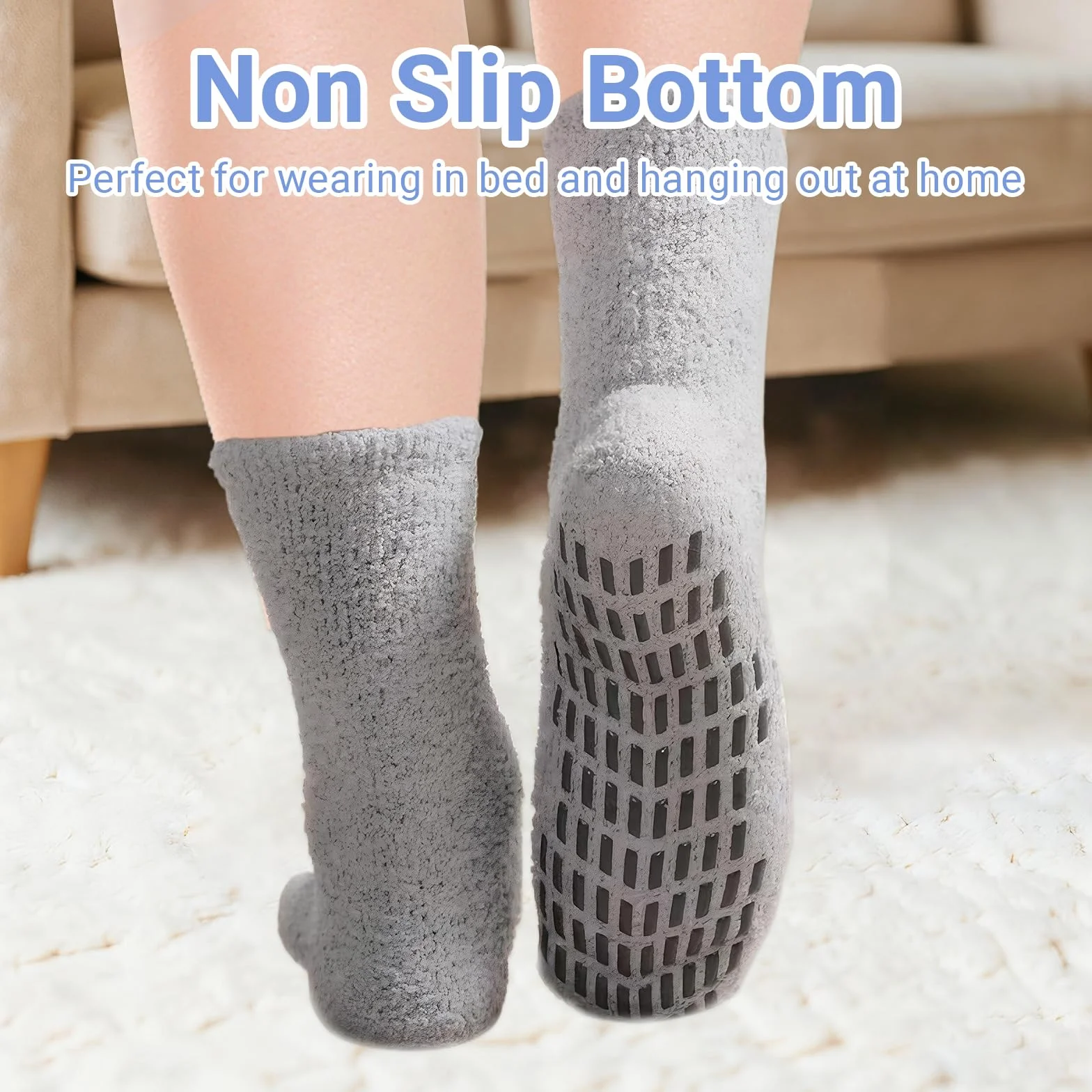 7 antypoślizgowych skarpet dla dorosłych, do przytulania, zimą, utrzymują ciepło, grube skarpety z wypustkami, męskie (36-44)