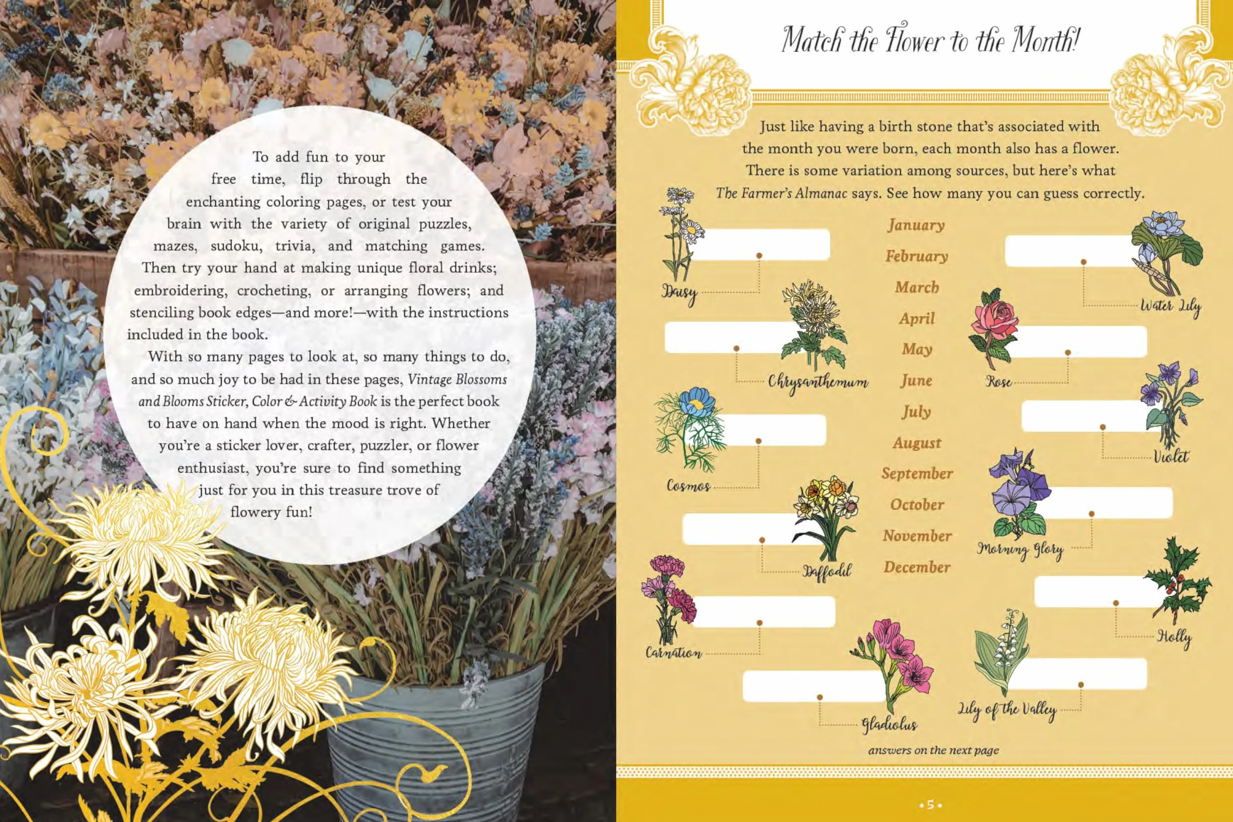 Vintage Blossoms Sticker Activity Book: Over 200 Unique Stickers