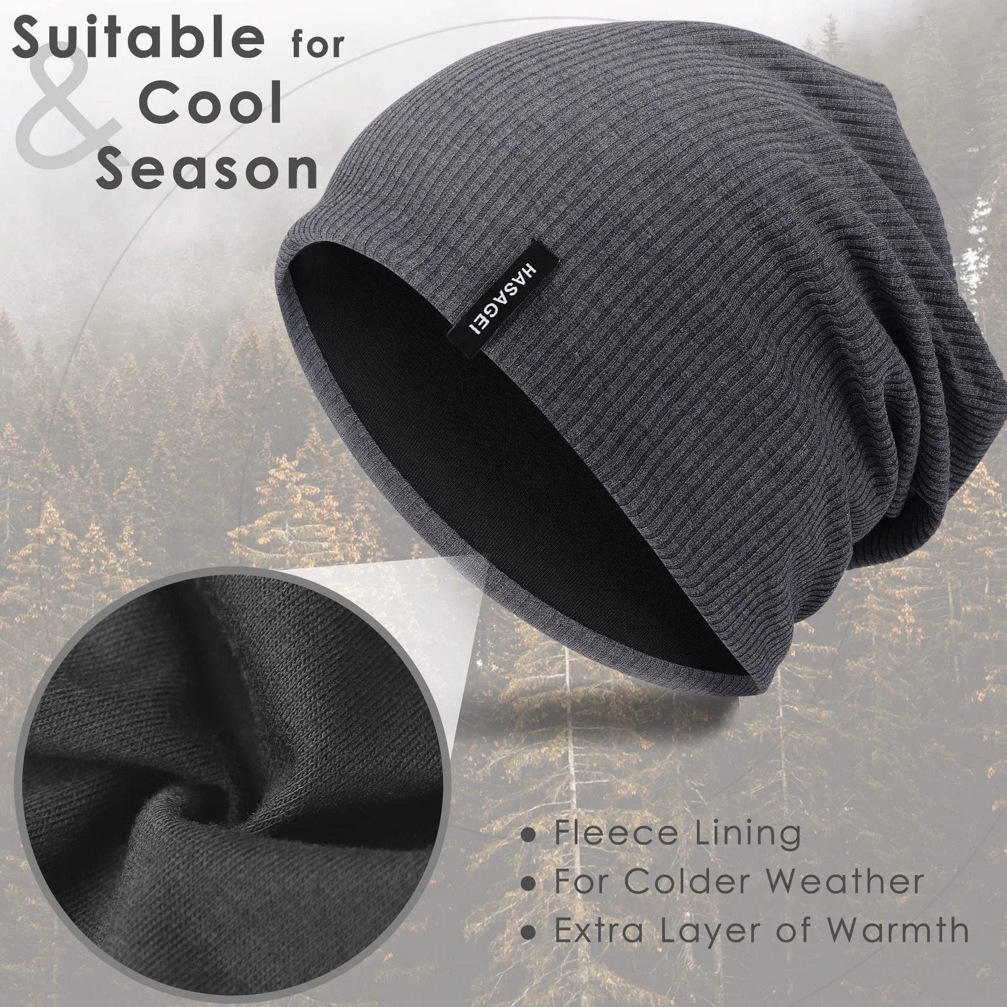 HASAGEI Czapka męska damska, czapka beanie, przejściowa, miękka, cienka czapka, lekka, modna czapka z dżerseju, czapka beanie, uniseks, czapka z chemii, idealna na wszystkie pory roku