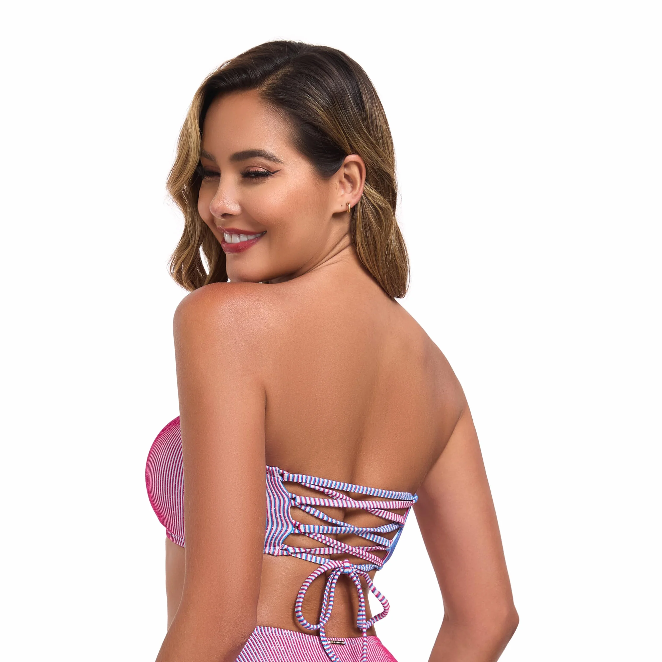 RELLECIGA Damska moda kąpielowa bikini bandeau top bez ramiączek lambada top