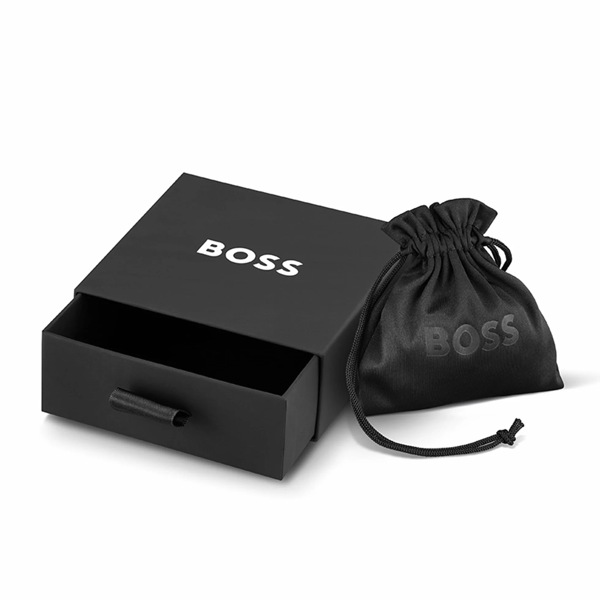 HUGO BOSS Męska jonowa czarna platerowana bransoletka z siatki - 1580612, Standard, Czarna stal platerowana jonowo, Nie dotyczy