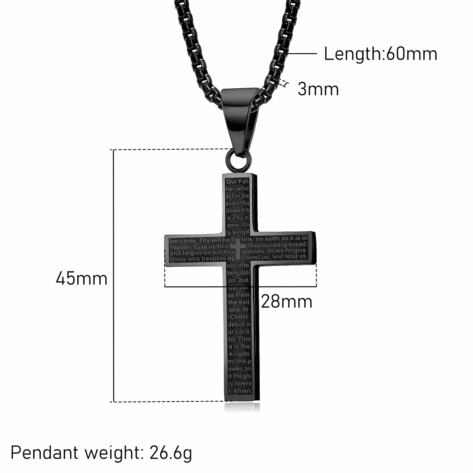 MERTTURM Męski Naszyjnik krzyż, Biżuteria Stal Nierdzewna Chłopak Krzyż Wisiorek Naszyjnik z Lańcuszkiem 60cm,Srebrny/czarny/Złoto, Prezent Urodzinowy,(Odporny na Działanie światła i pot)
