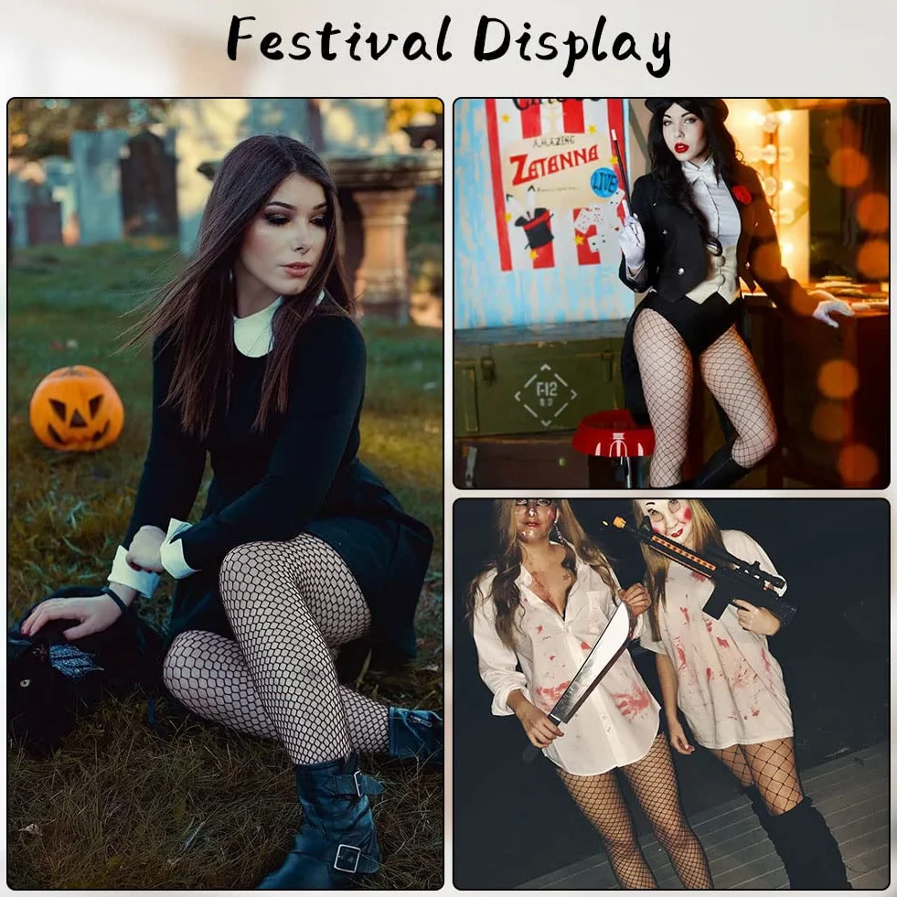 Aomig Rajstopy siatkowe, czarne,Fishnet Stockings błyszczące, elastyczne, wysoka talia, rajstopy siatkowe, pończochy z siatki rybackiej dla kobiet