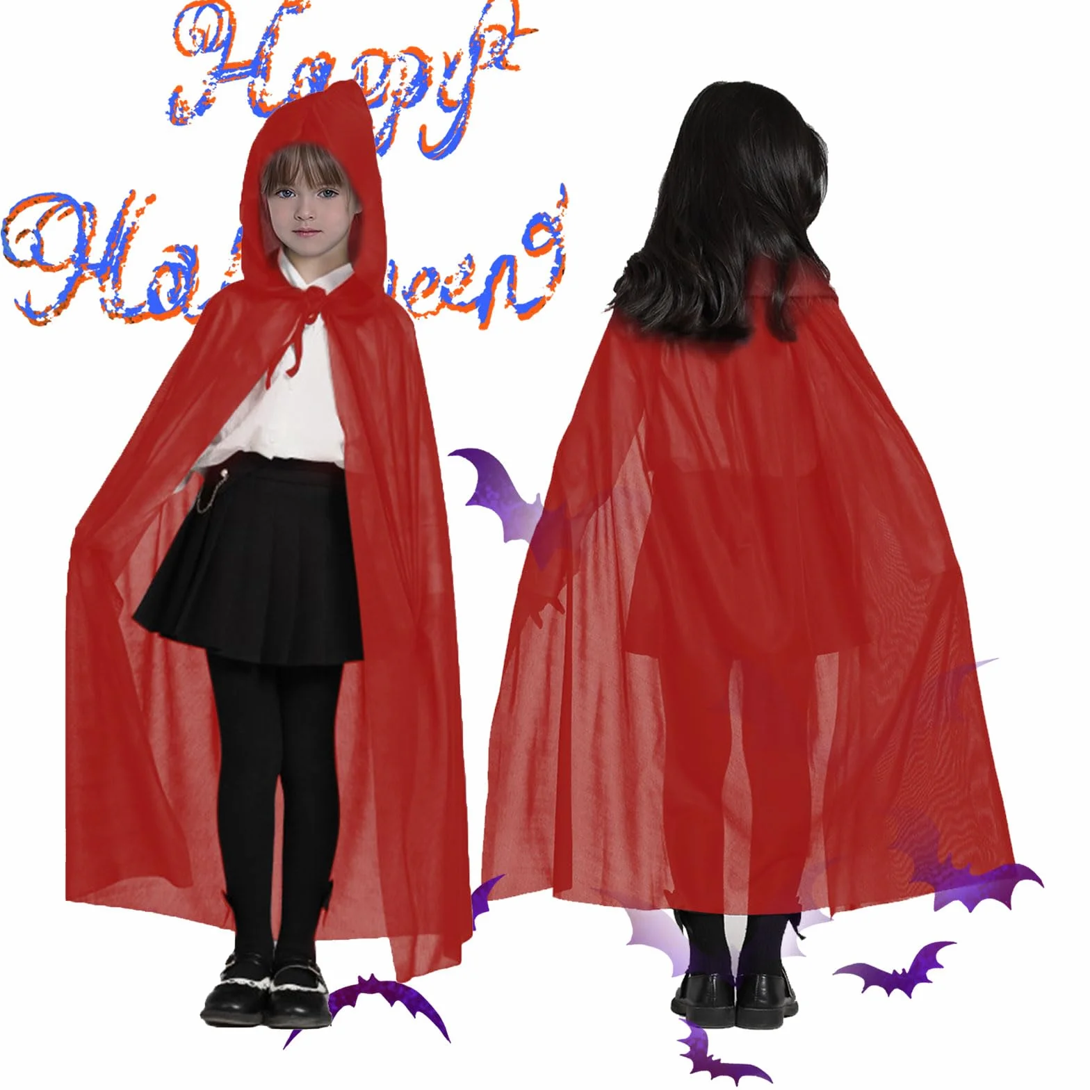 MIVAIUN 90 cm Czerwona Peleryna z Kapturem na Halloween - Czarownica, Akcesoria do Cosplay, Fantazyjny Kostium dla Dorosłych