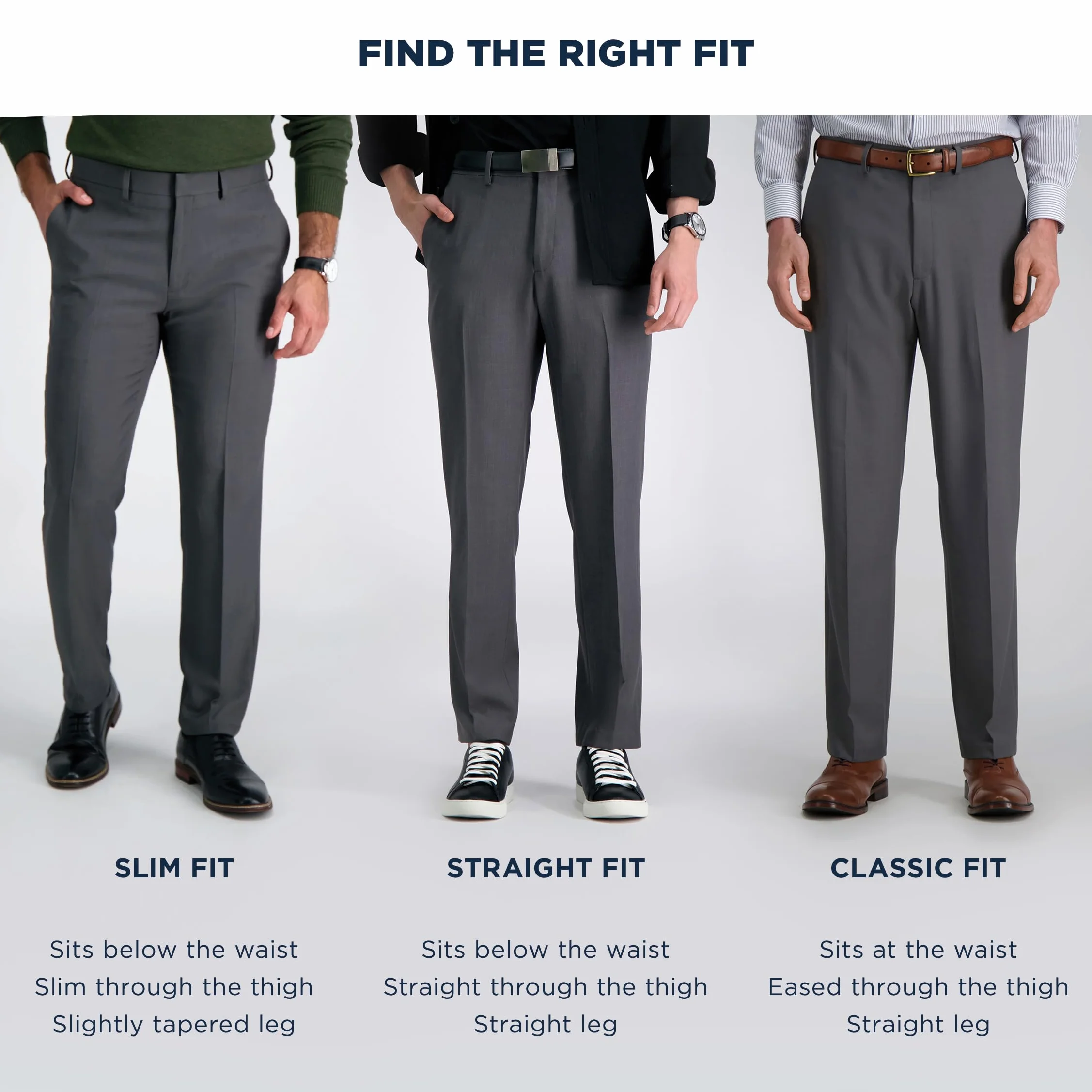 Haggar Premium Comfort Dress Pant - Slim Fit Flat Front Pant - Kalesony Mężczyźni