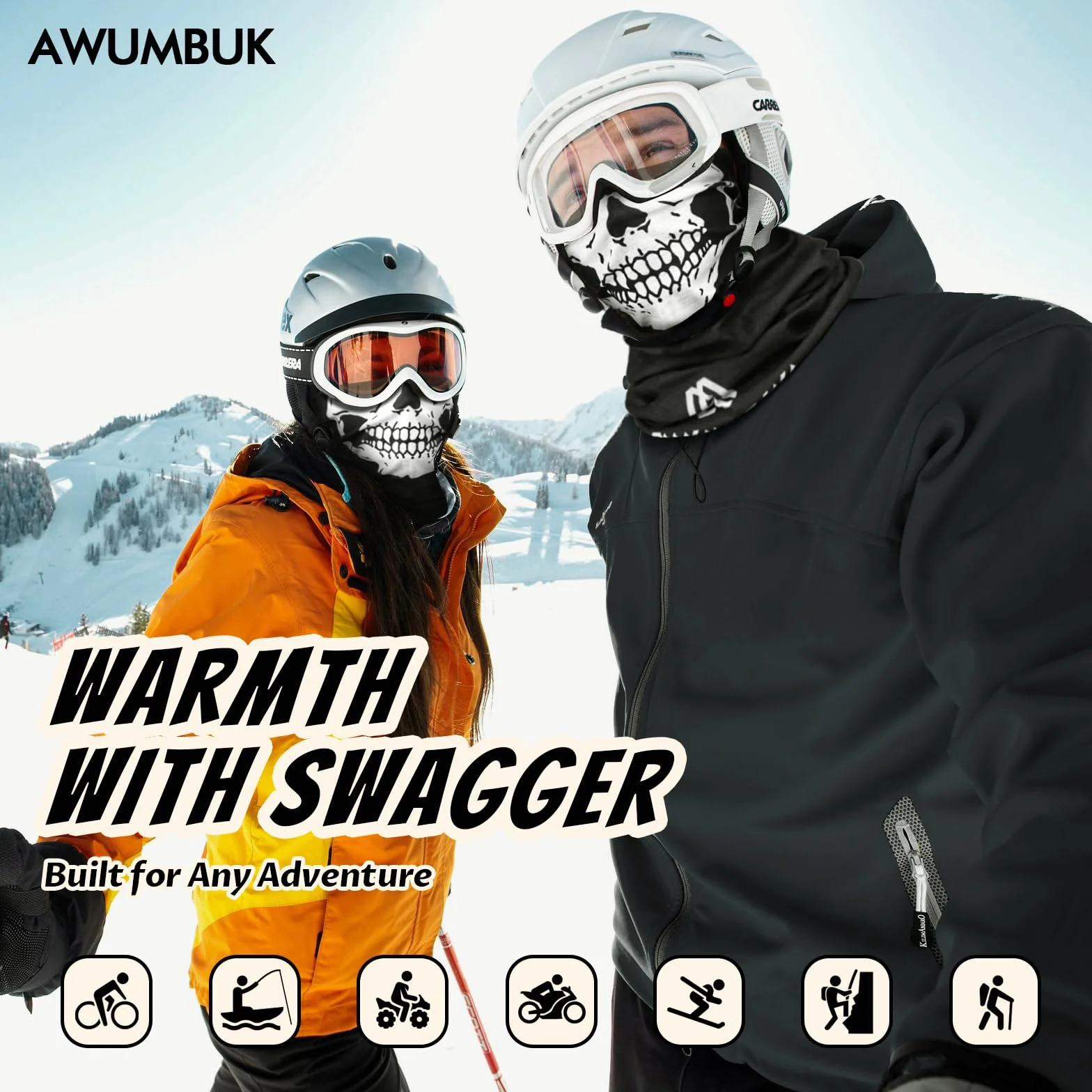 Awumbuk Chusta Wielofunkcyjna Maska na Twarz, Czarna, 2 Pack
