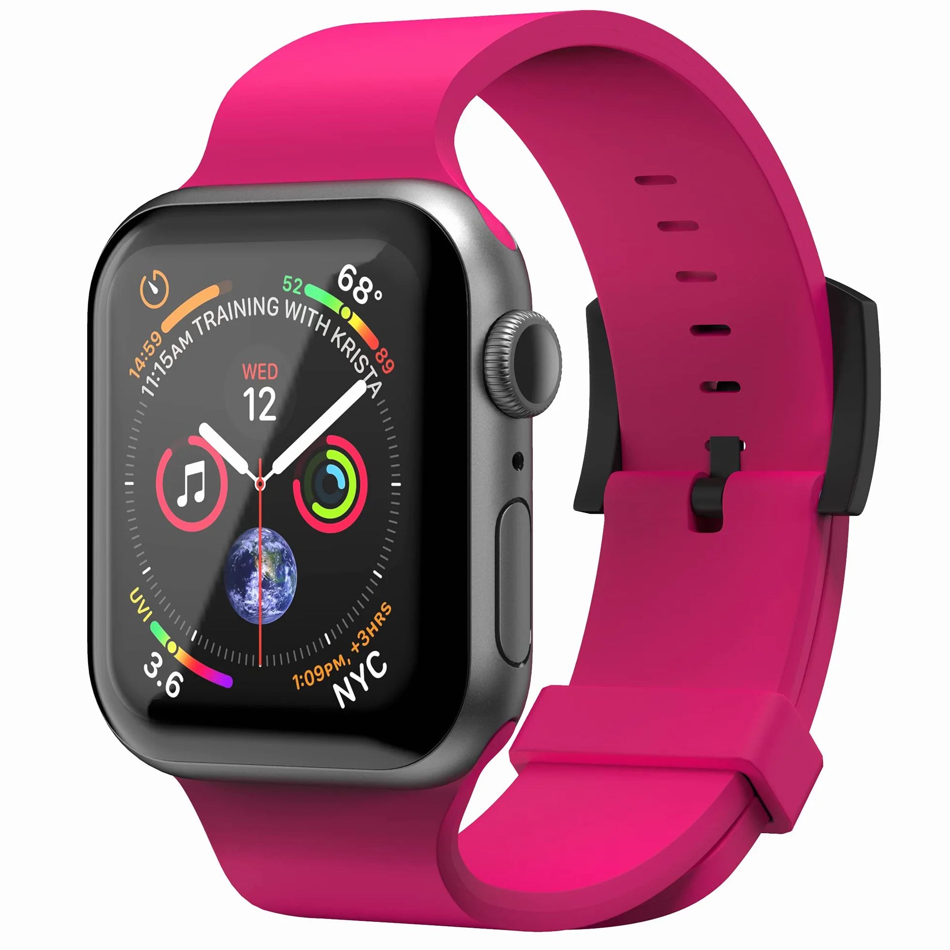 Superdry Pasek do zegarka kompatybilny z Apple Watch, nylonowy pasek z tkaniny, wygodny, elastyczny, idealny do uprawiania sportu, fitnessu, biegania, 42/44 mm, różowy