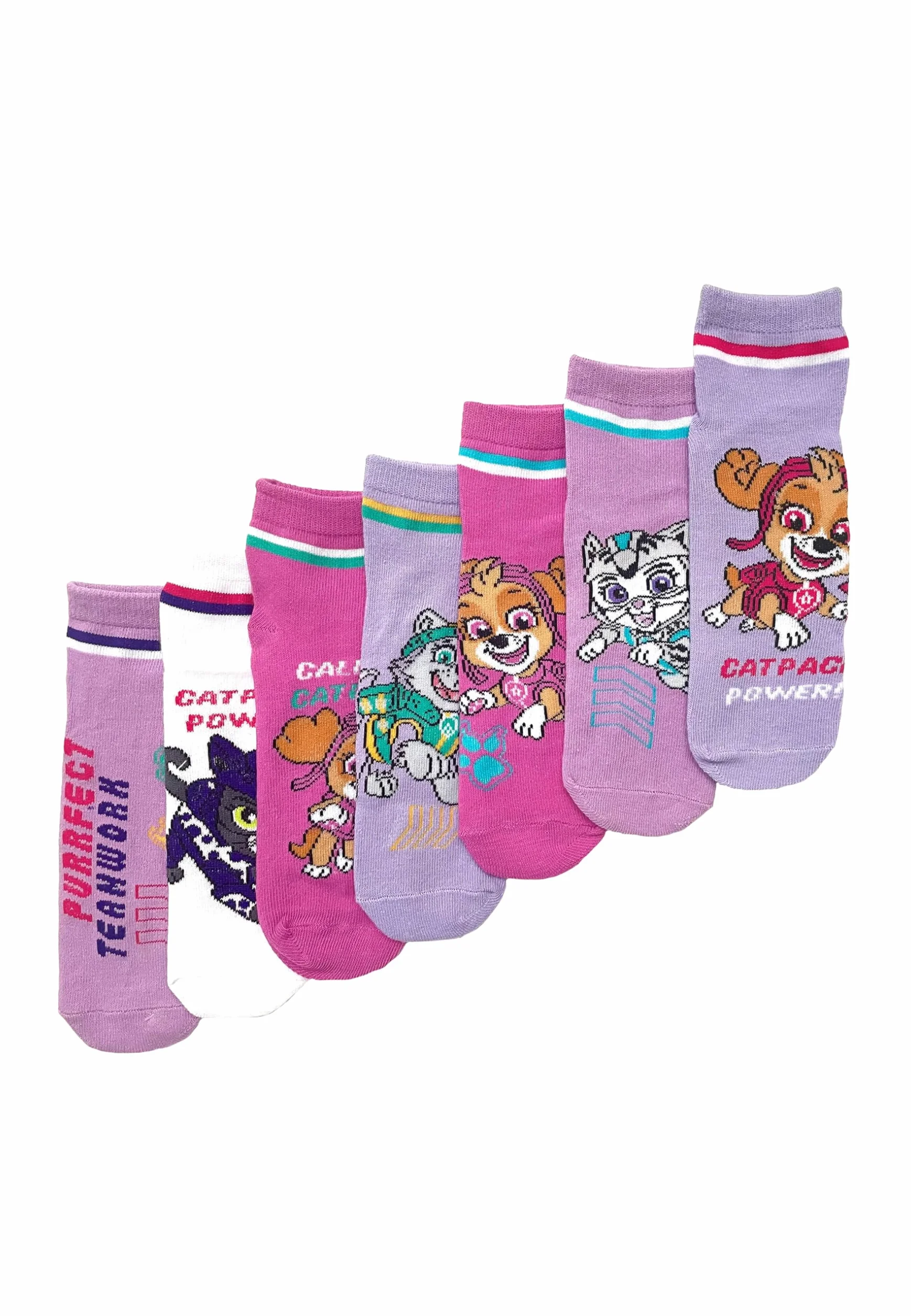 ONOMATO! Psi Patrol Skye Cat Pack Power dziecięce skarpetki Seaker zestaw 7 par