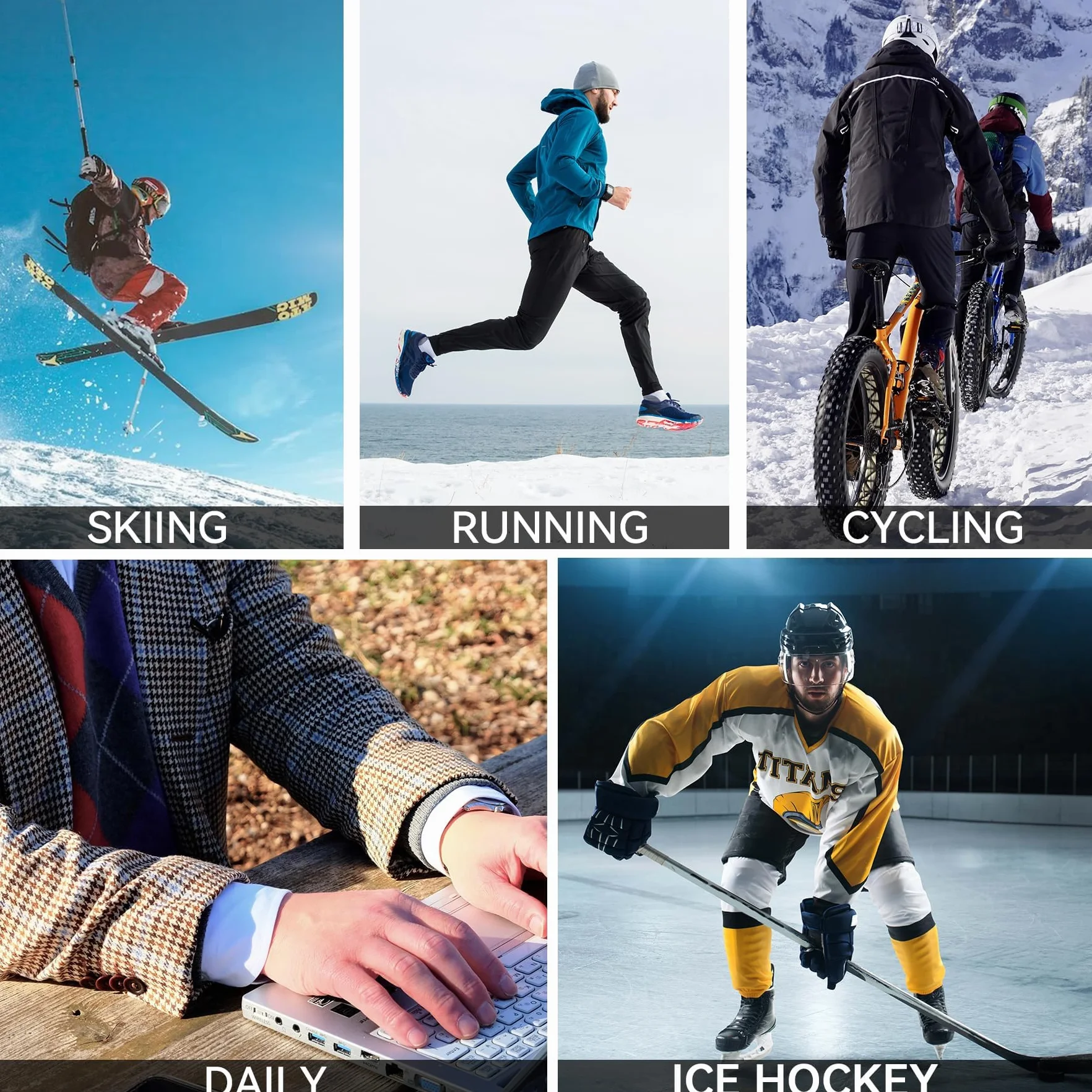 AMZSPORT Bielizna termiczna męska zestaw, przylegające koszulka i spodnie funkcjonalne, szybkie schnięcie, narciarstwo górskie, jazda na rowerze, fitness