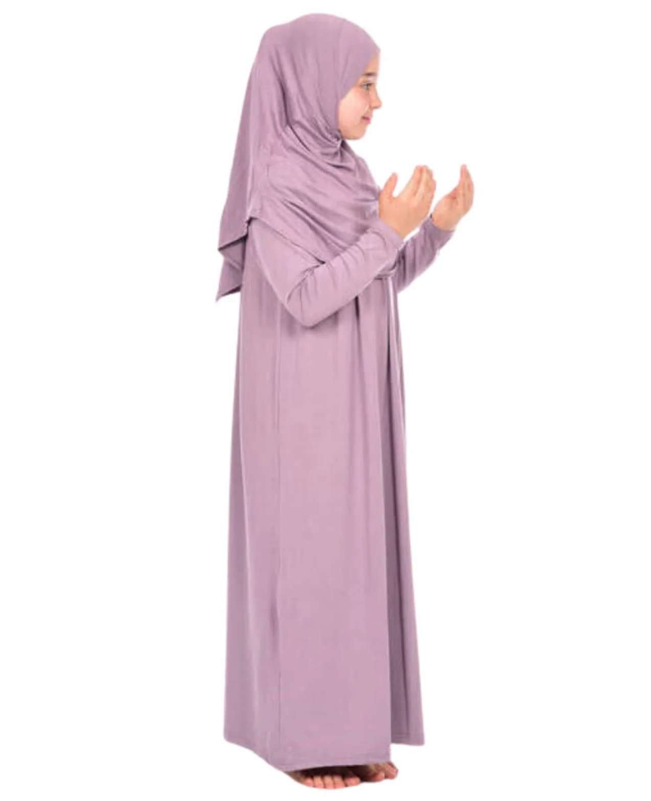 Prien Dziecięca sukienka modlitewna muzułmańska odzież dla dziewczynek z długim rękawem Abaya z hidżabem dwuczęściowy zestaw maxi islamski szalik kaftan Jilbab