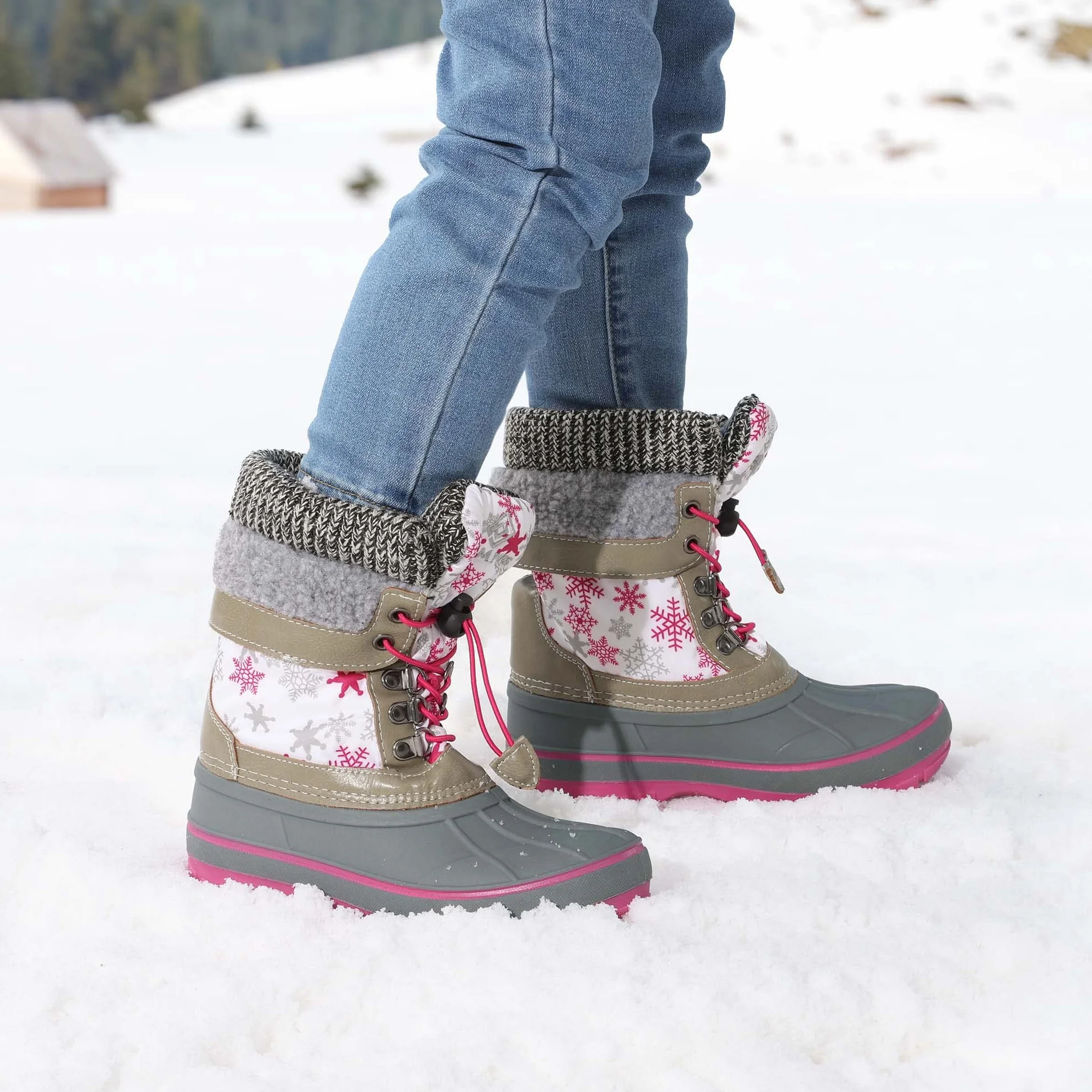 DREAM PAIRS Chłopięce dziewczęce śniegowce wodoodporne outdoorowe ciepłe przytulne antypoślizgowe podszewka ze sztucznego futra do połowy łydki izolowane buty zimowe dla małych i dużych dzieci