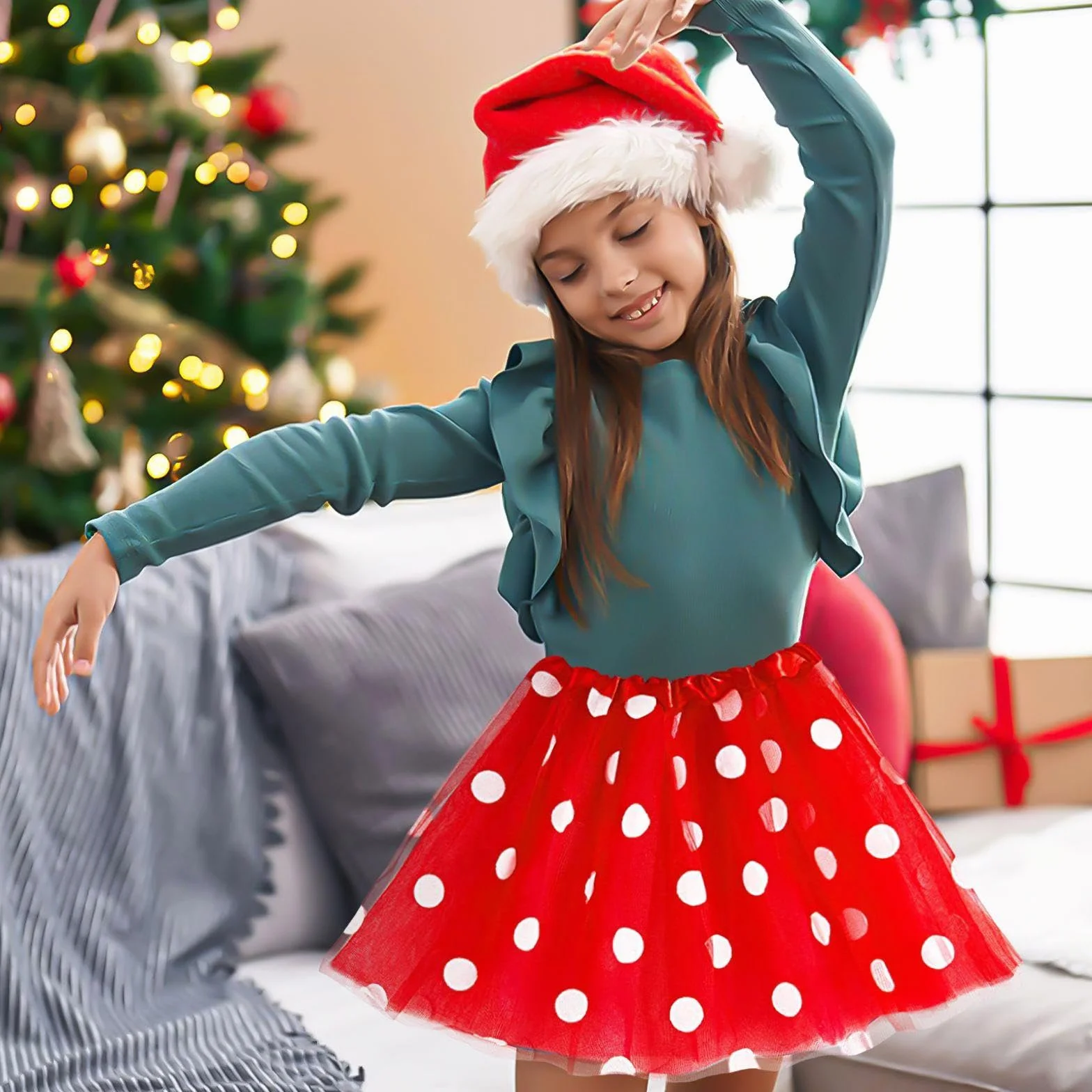 1 sztuka Red Polka Dot -Rock, klasyczna modna spódnica księżniczki, dziewczęcy tutu, kostium występowy, rekwizyt, kostium na imprezę wakacyjną, czerwony, M