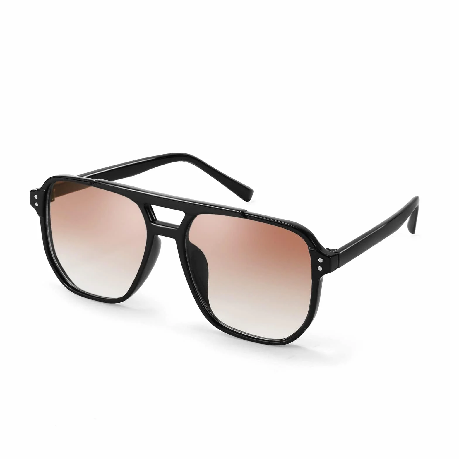 FEISEDY Retro Kwadratowe Okulary Przeciwsłoneczne Kobiety Mężczyźni 70s Vintage Modne Okulary Klasyczne z Podwójnym Mostkiem Ochrona UV400 B2835