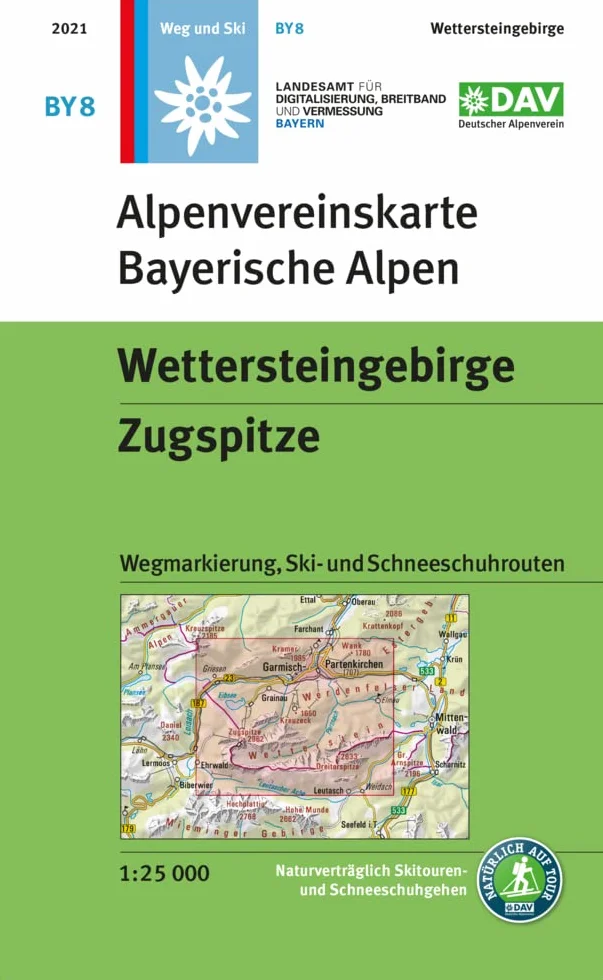 Wettersteingebirge Zugspitze walk+ski (BY8): Topographische Karte 1:25.000 mit Wegmarkierung, Ski- und Schneeschuhrouten