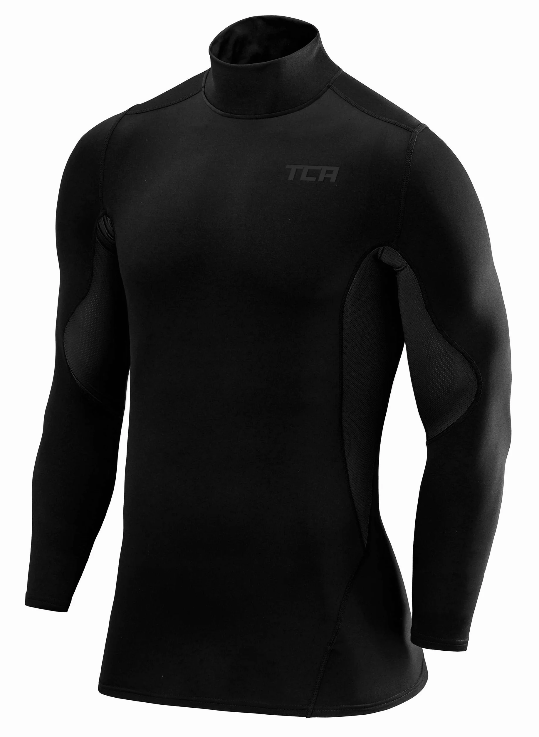 TCA Meskie SuperThermal Koszulka termoaktywna z dlugim rekawem i wysokim kolnierzem Compression Base Layer do biegania i pilki noznej